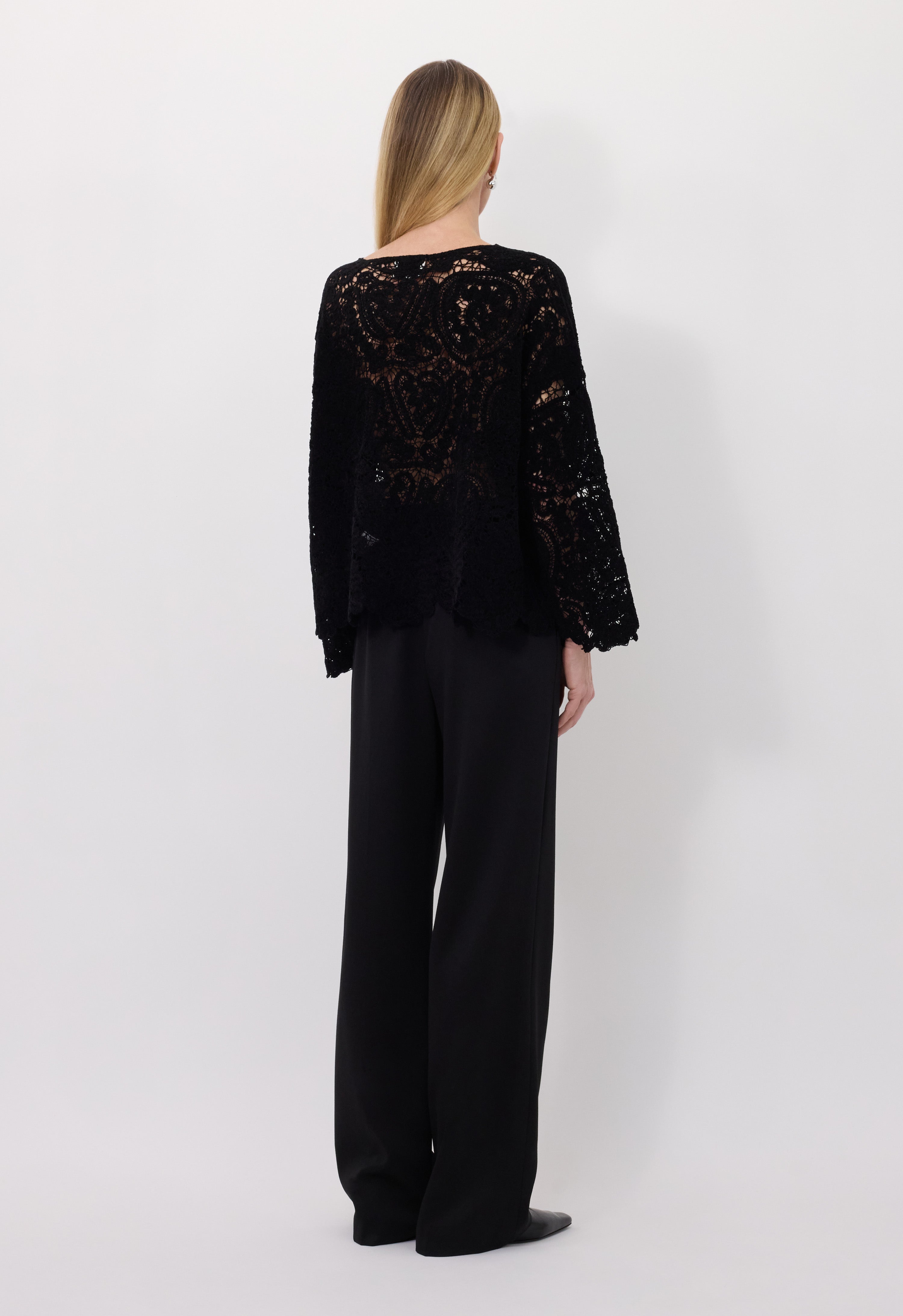 AROLD Velvet silk crochet sweater