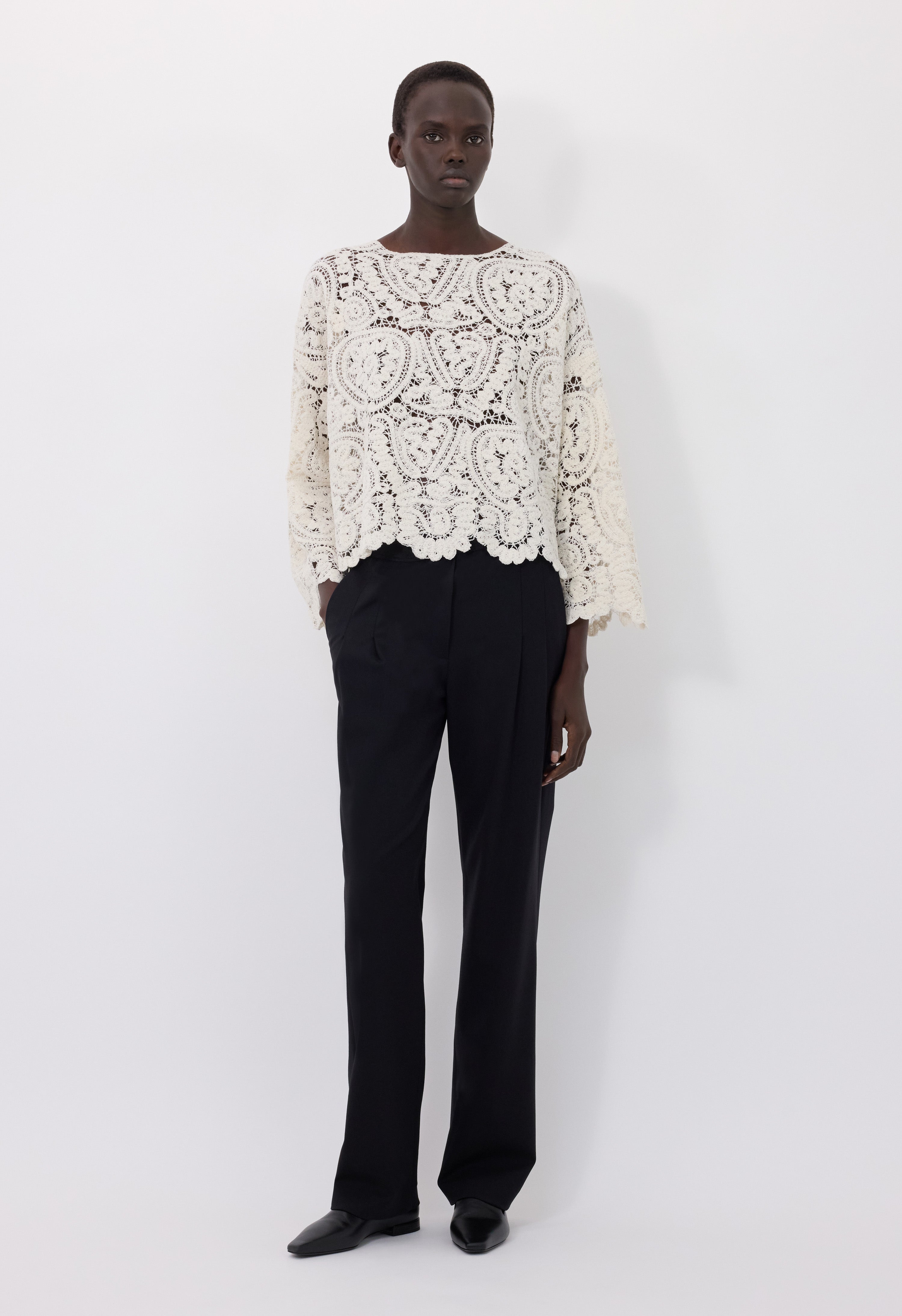 AROLD Velvet silk crochet sweater