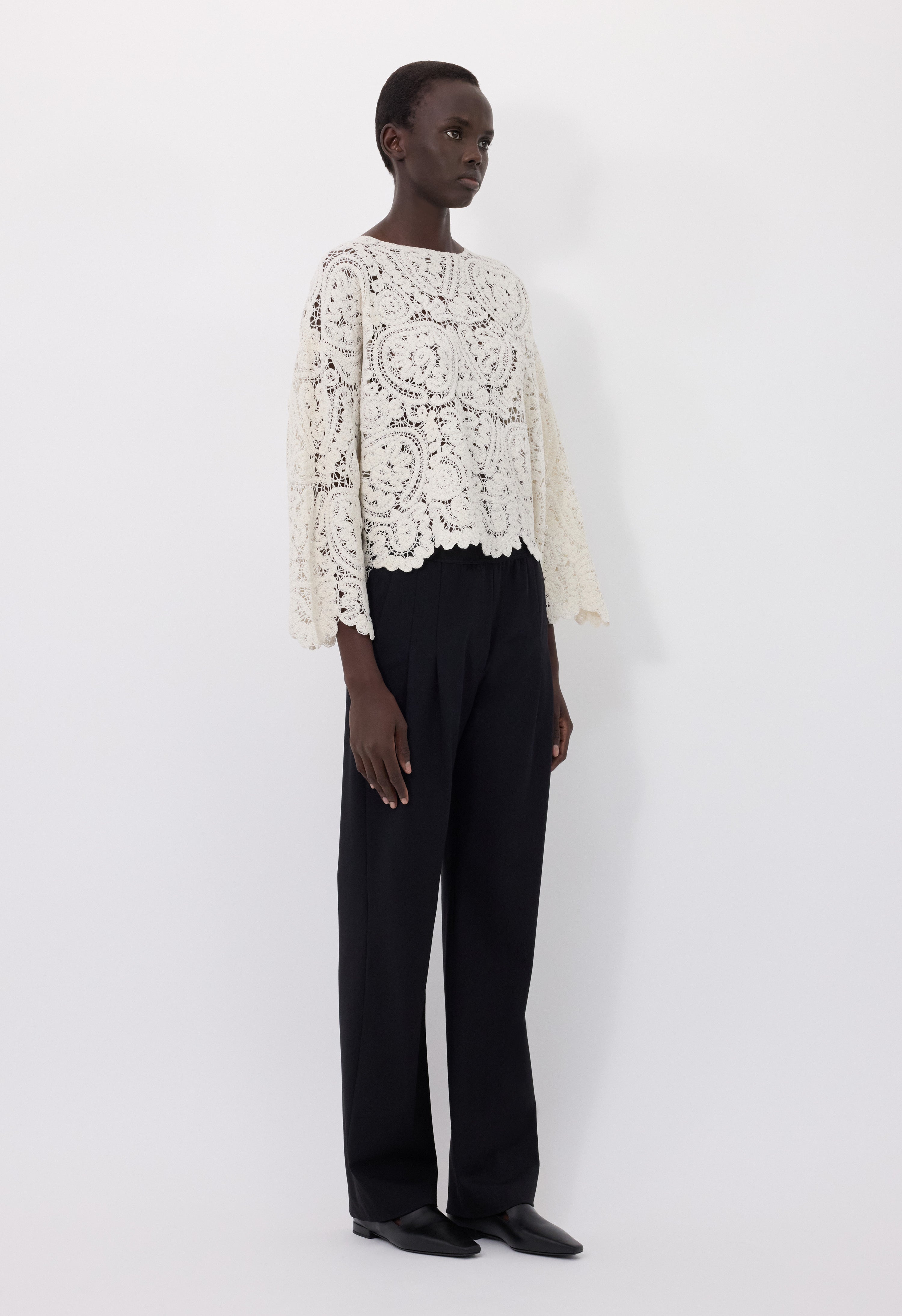 AROLD Velvet silk crochet sweater