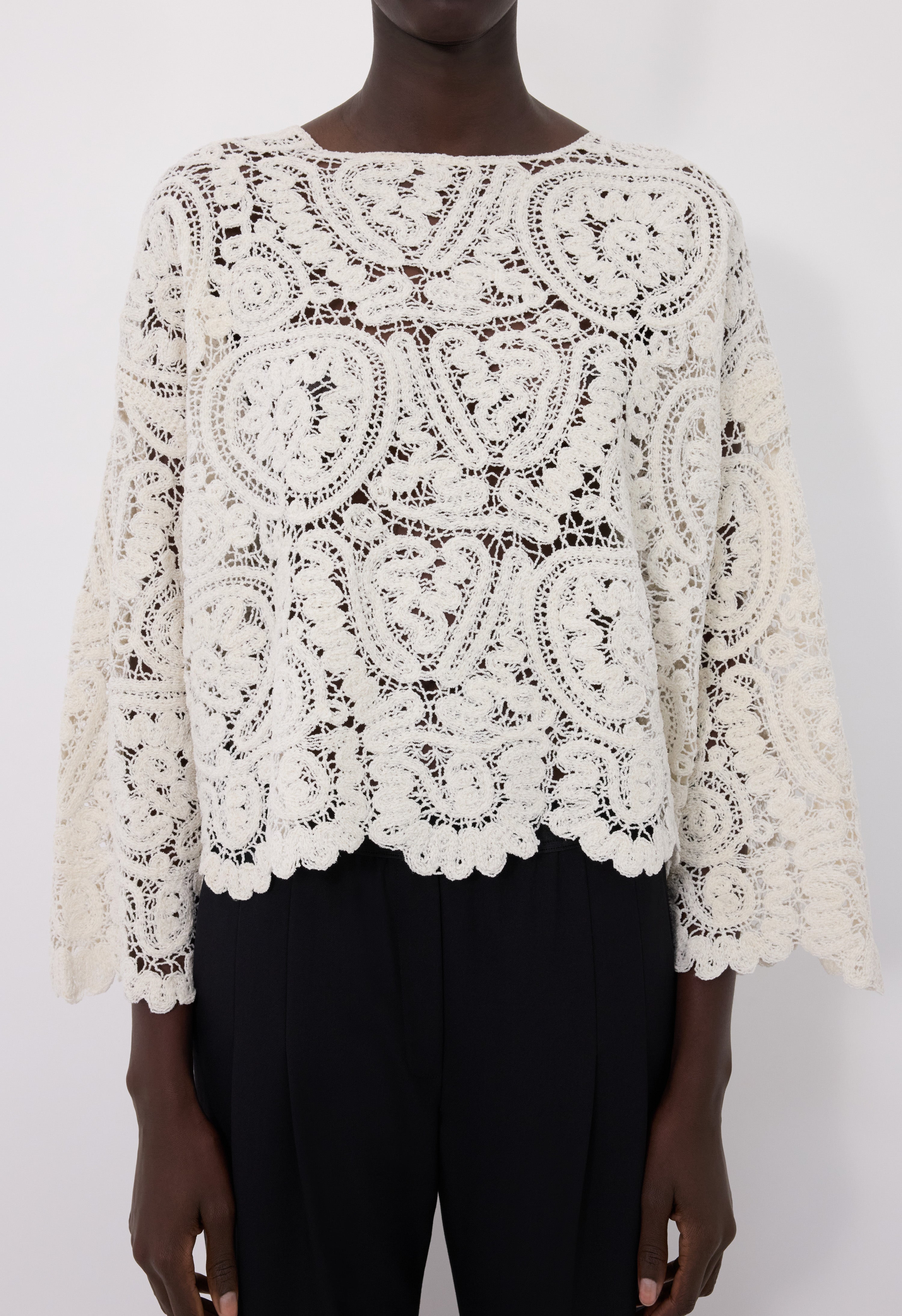 AROLD Velvet silk crochet sweater