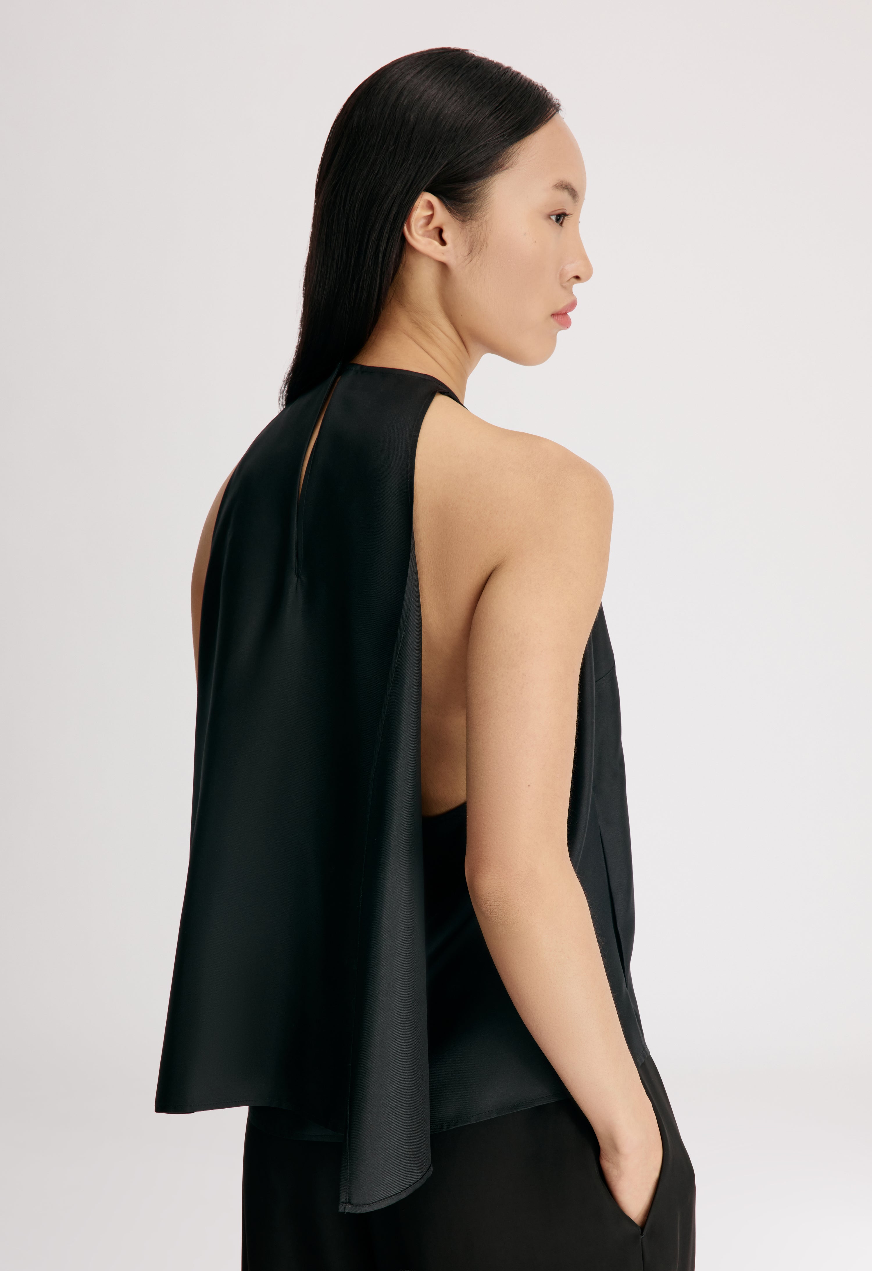 CAMI Silk twill cape top