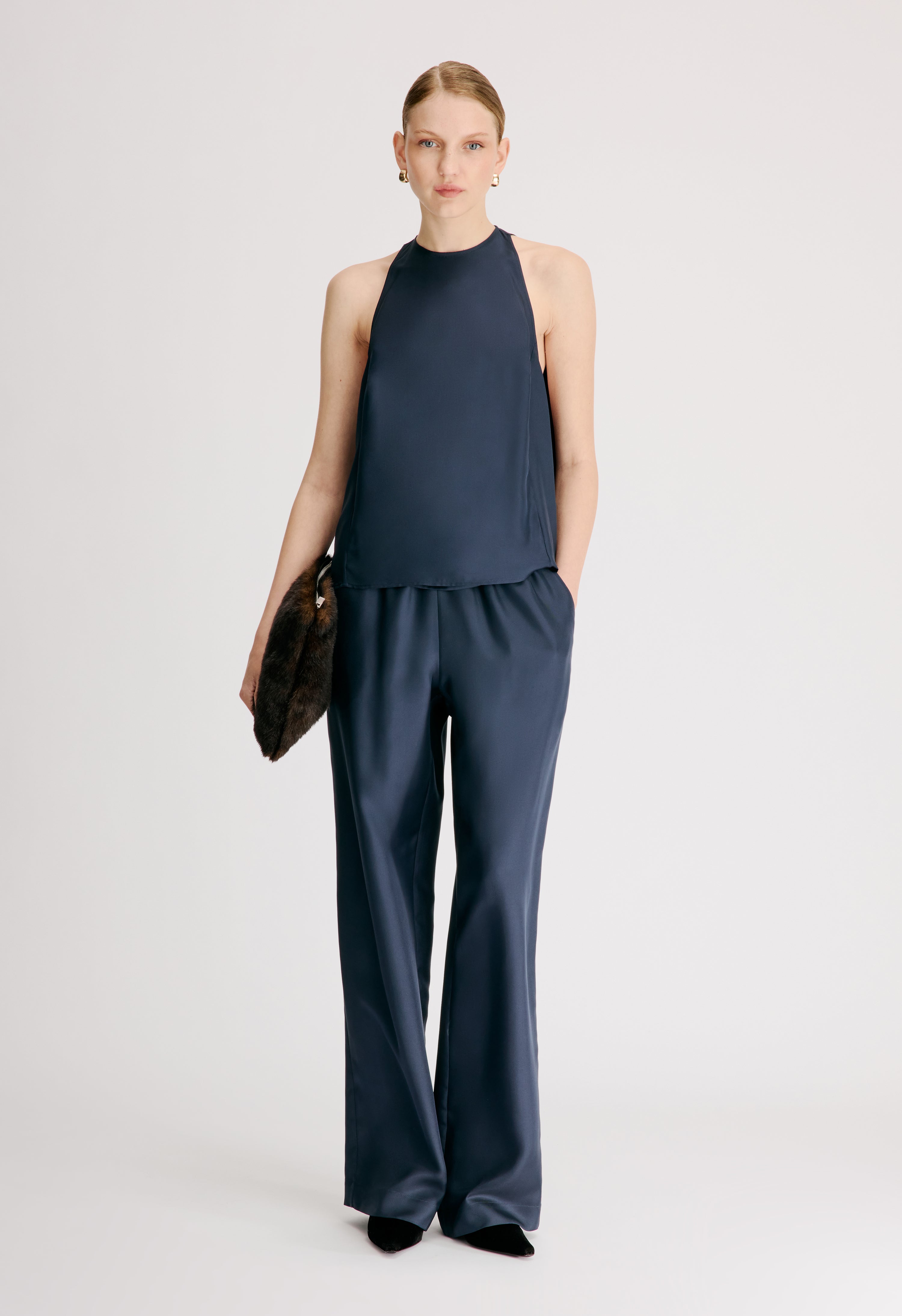 CAMI Silk twill cape top