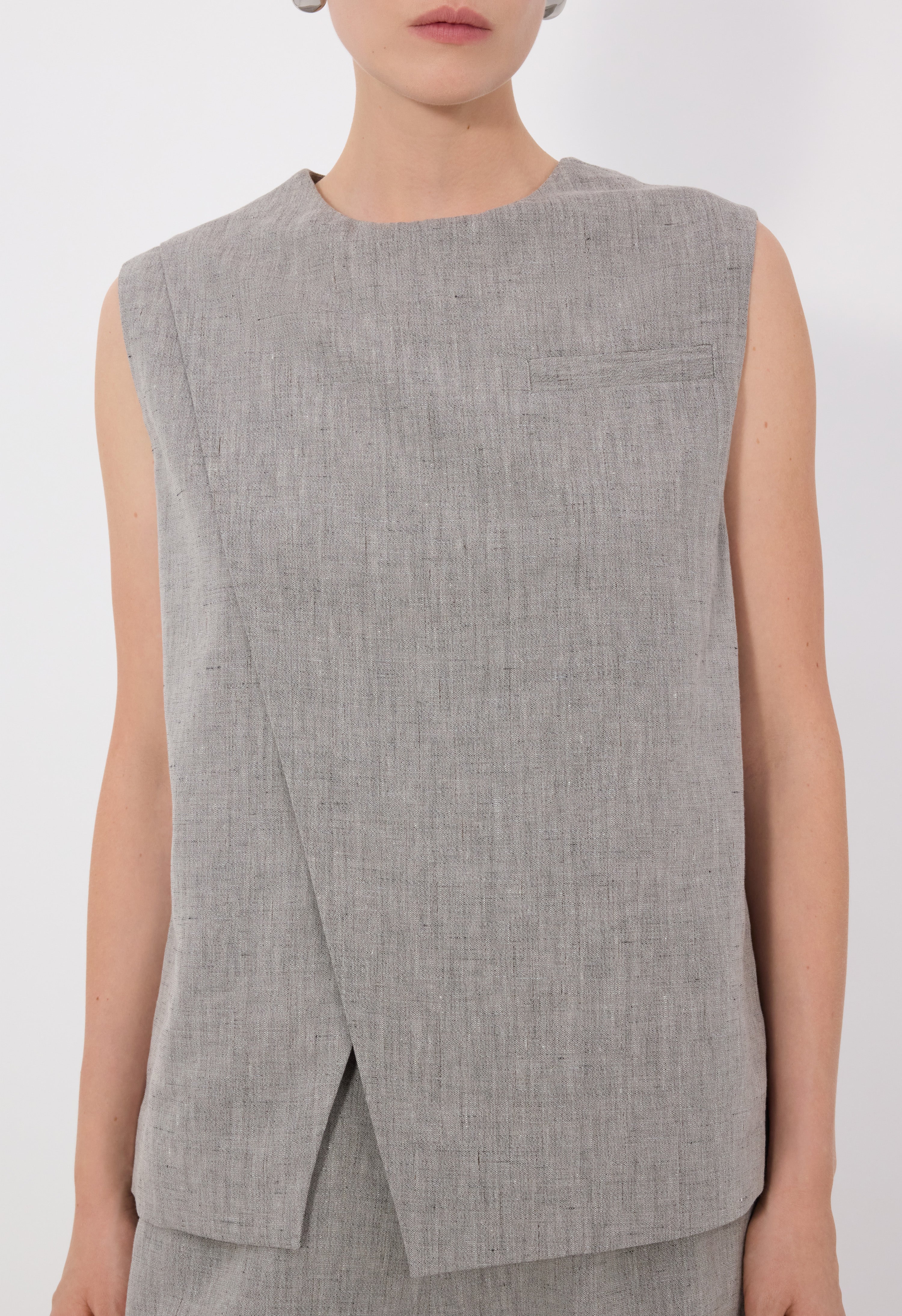 DELLA Haut asymétrique en lin et coton