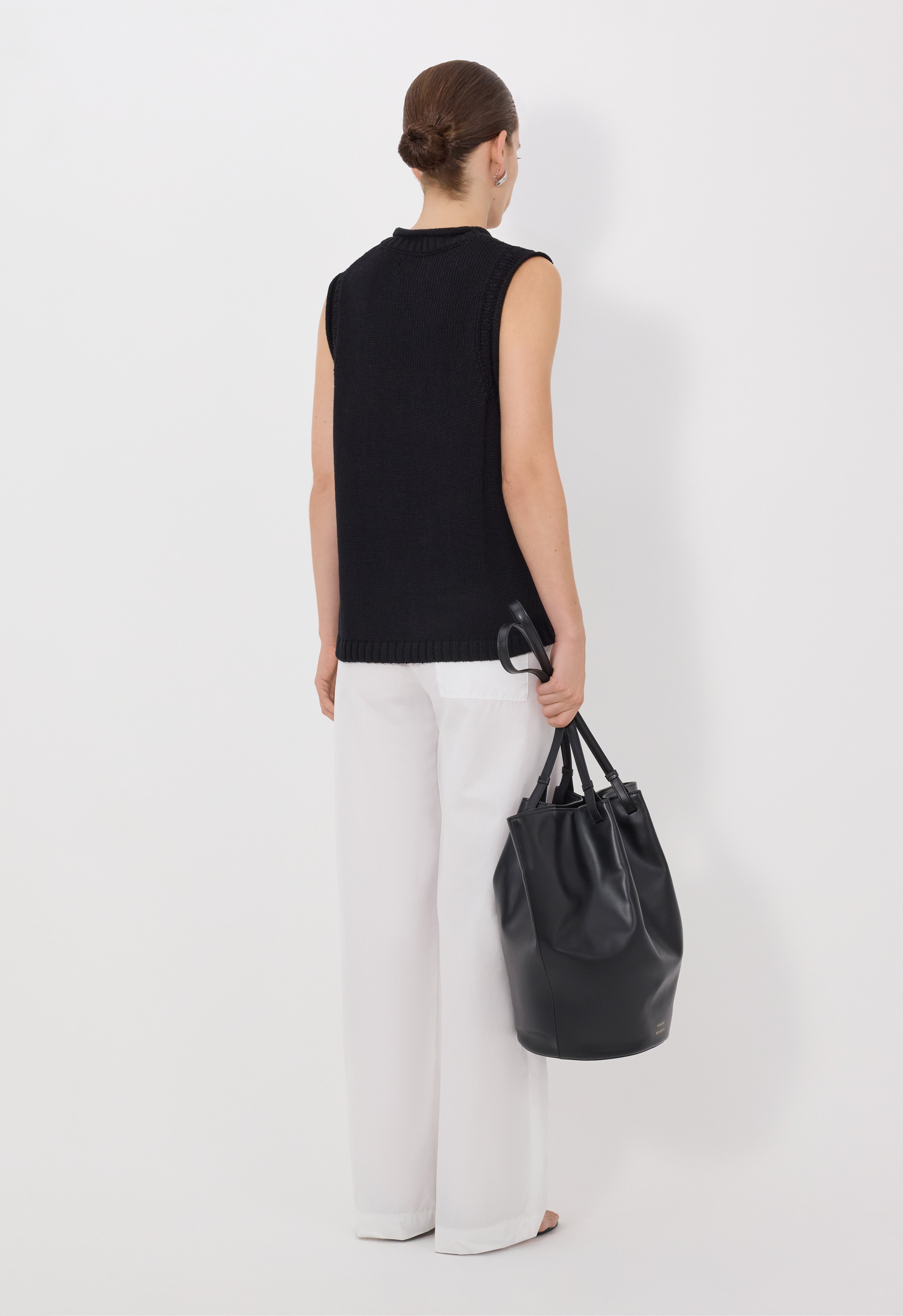 EFFY Pull sans manches en soie et lin mélangés