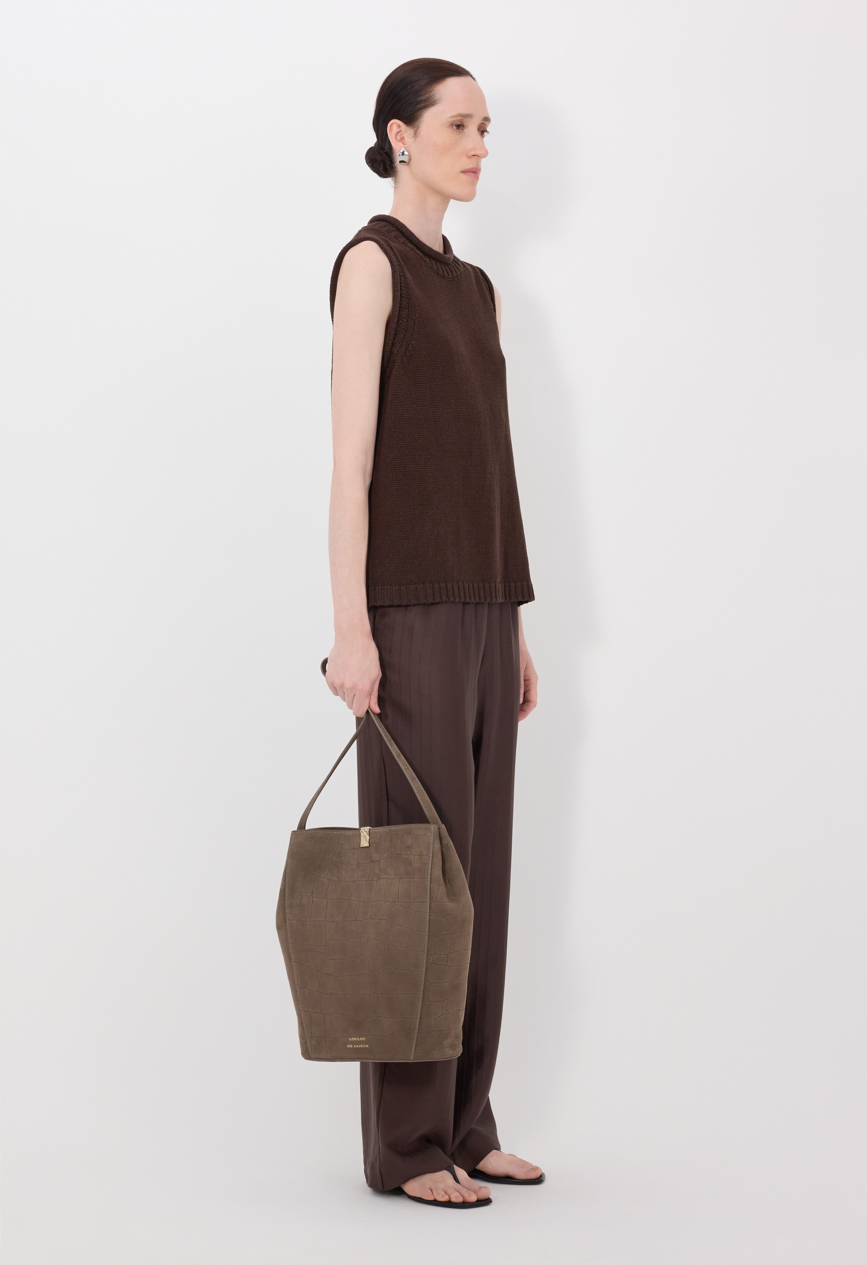 EFFY Pull sans manches en soie et lin mélangés