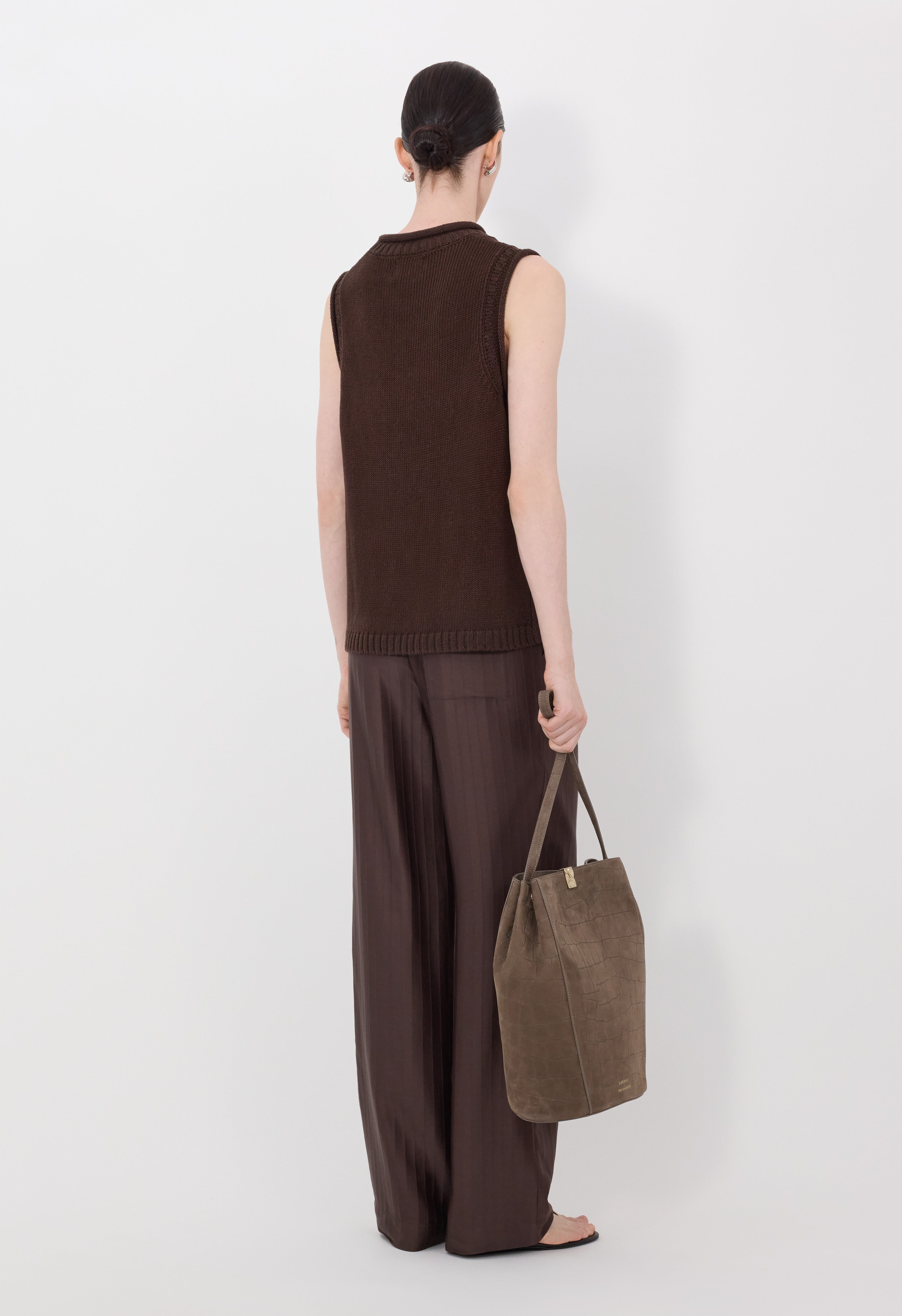 EFFY Pull sans manches en soie et lin mélangés