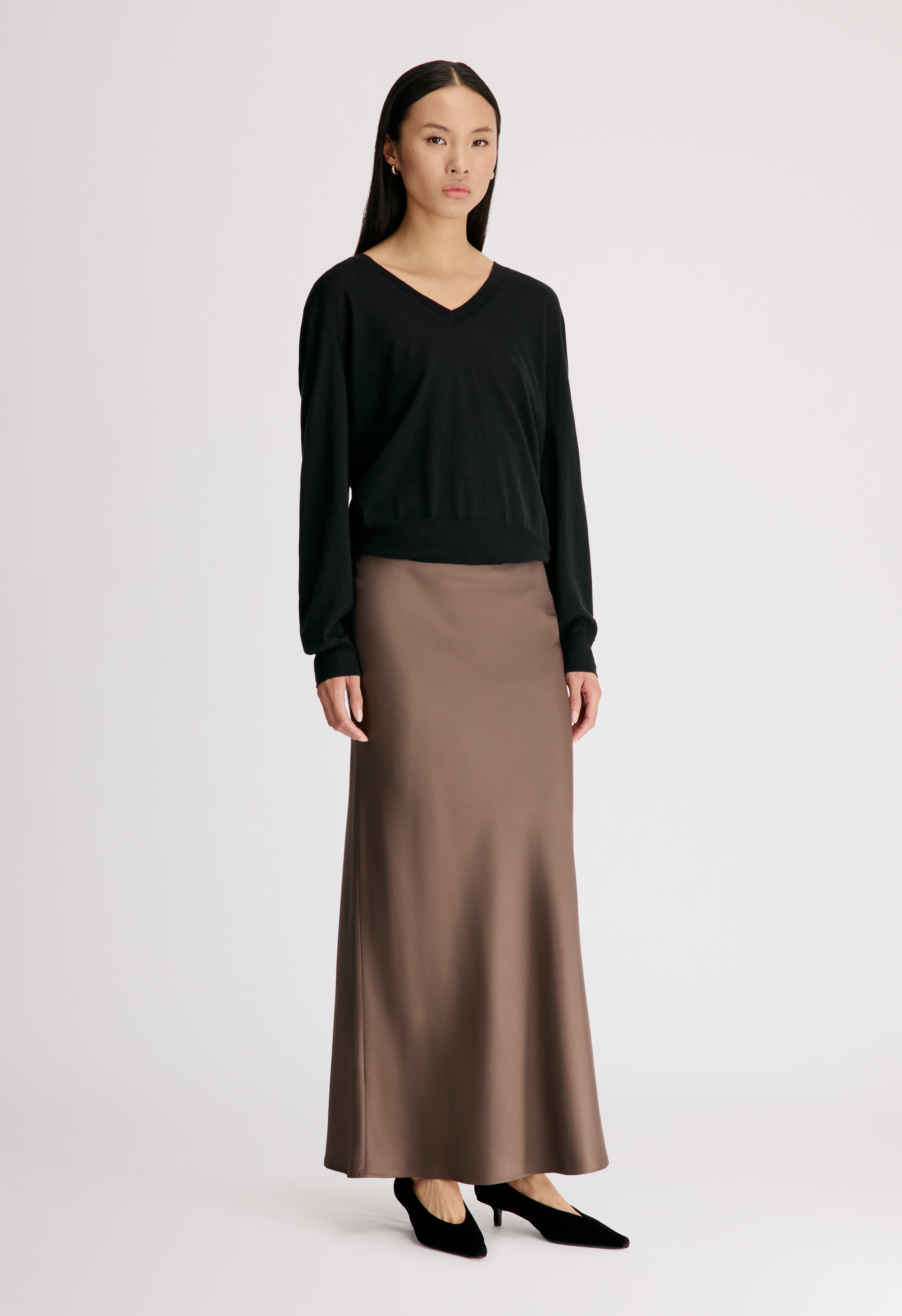 ELI Silk twill maxi skirt