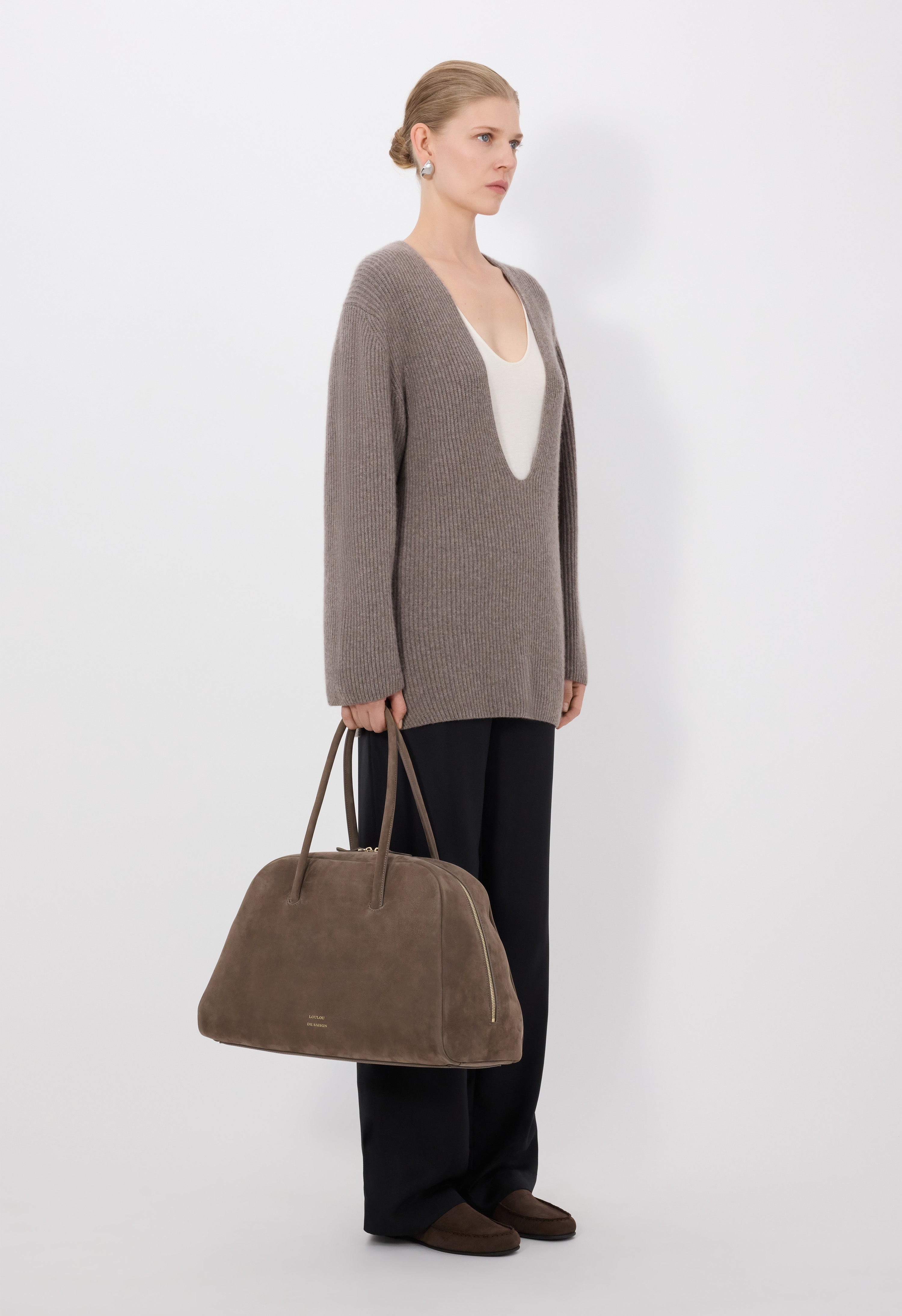 GABE Pull col U en cachemire côtelé