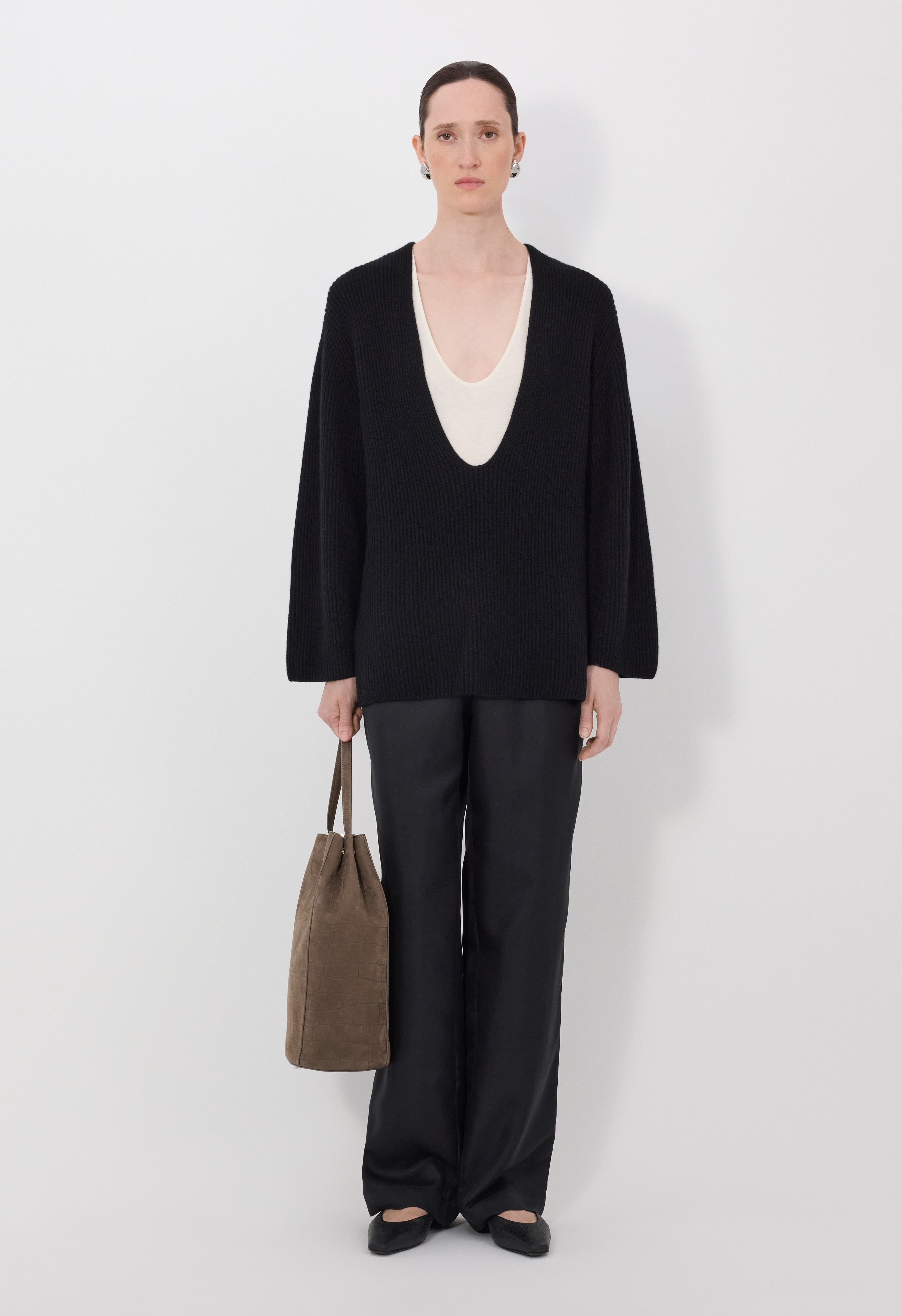 GABE Pull col U en cachemire côtelé