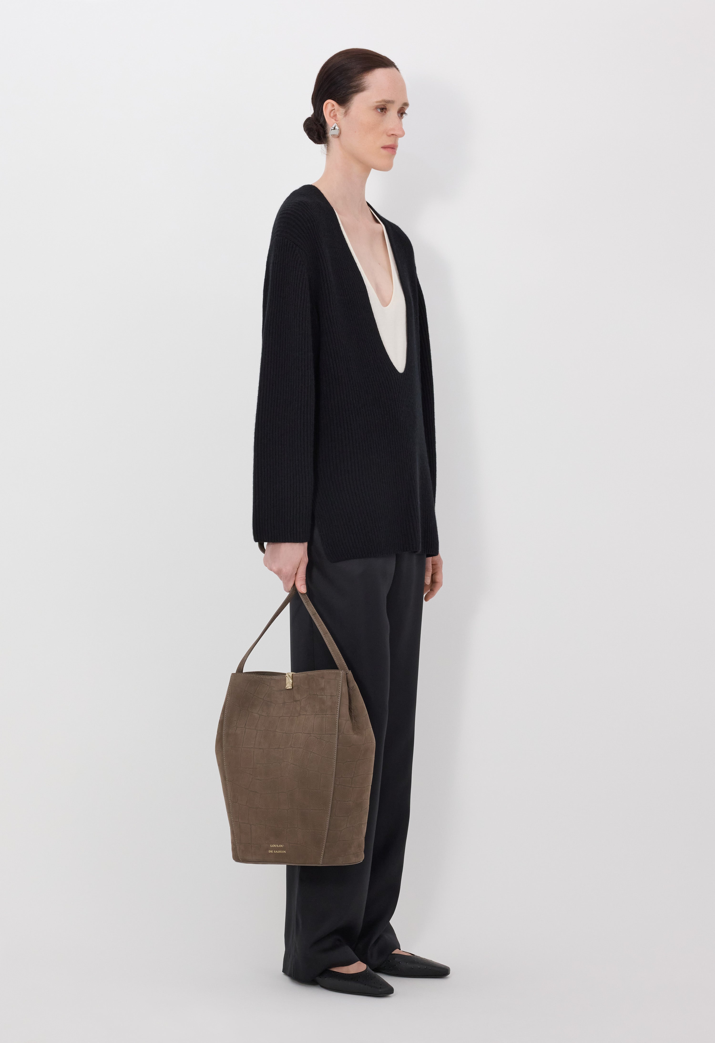 GABE Pull col U en cachemire côtelé