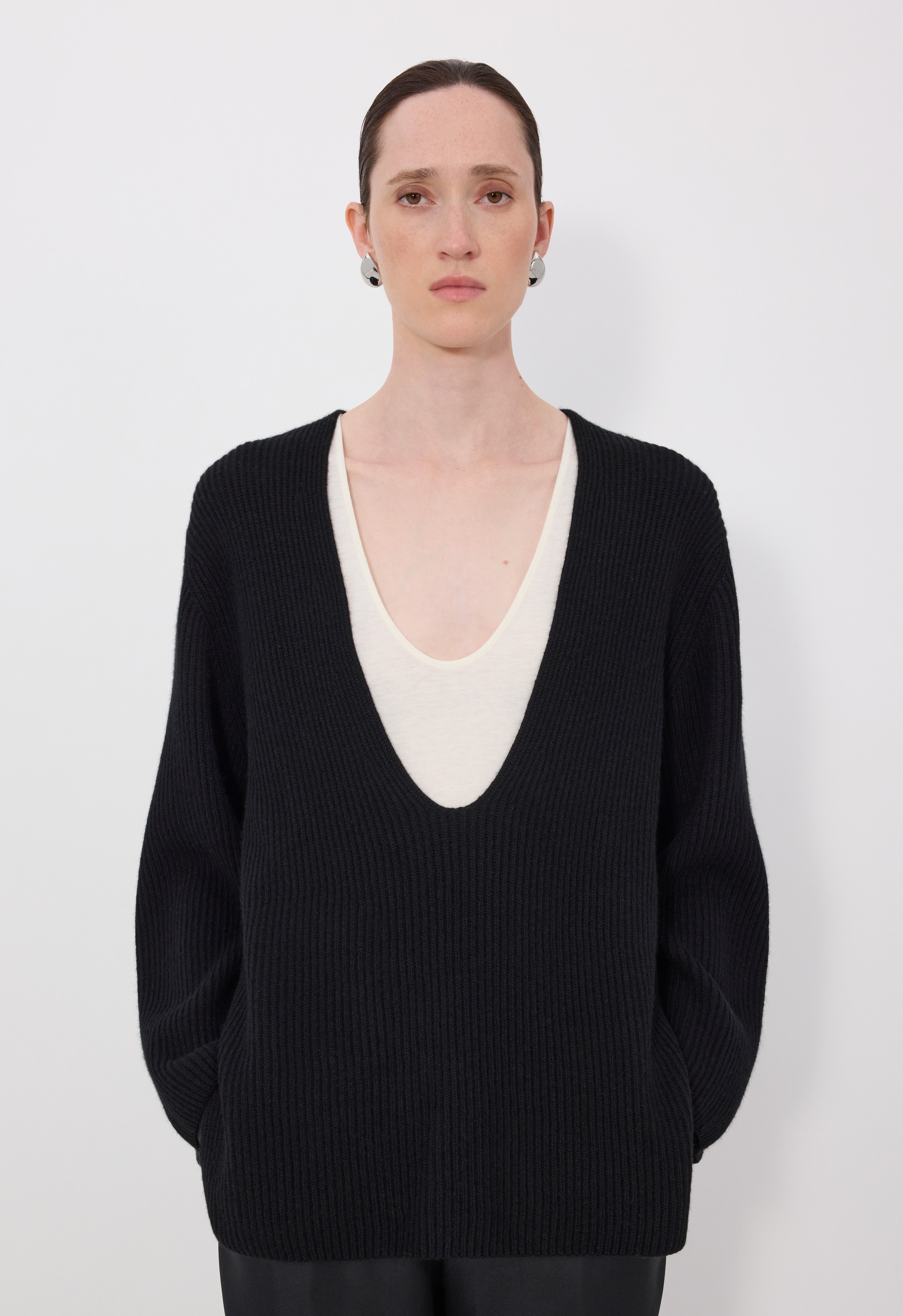 GABE Pull col U en cachemire côtelé