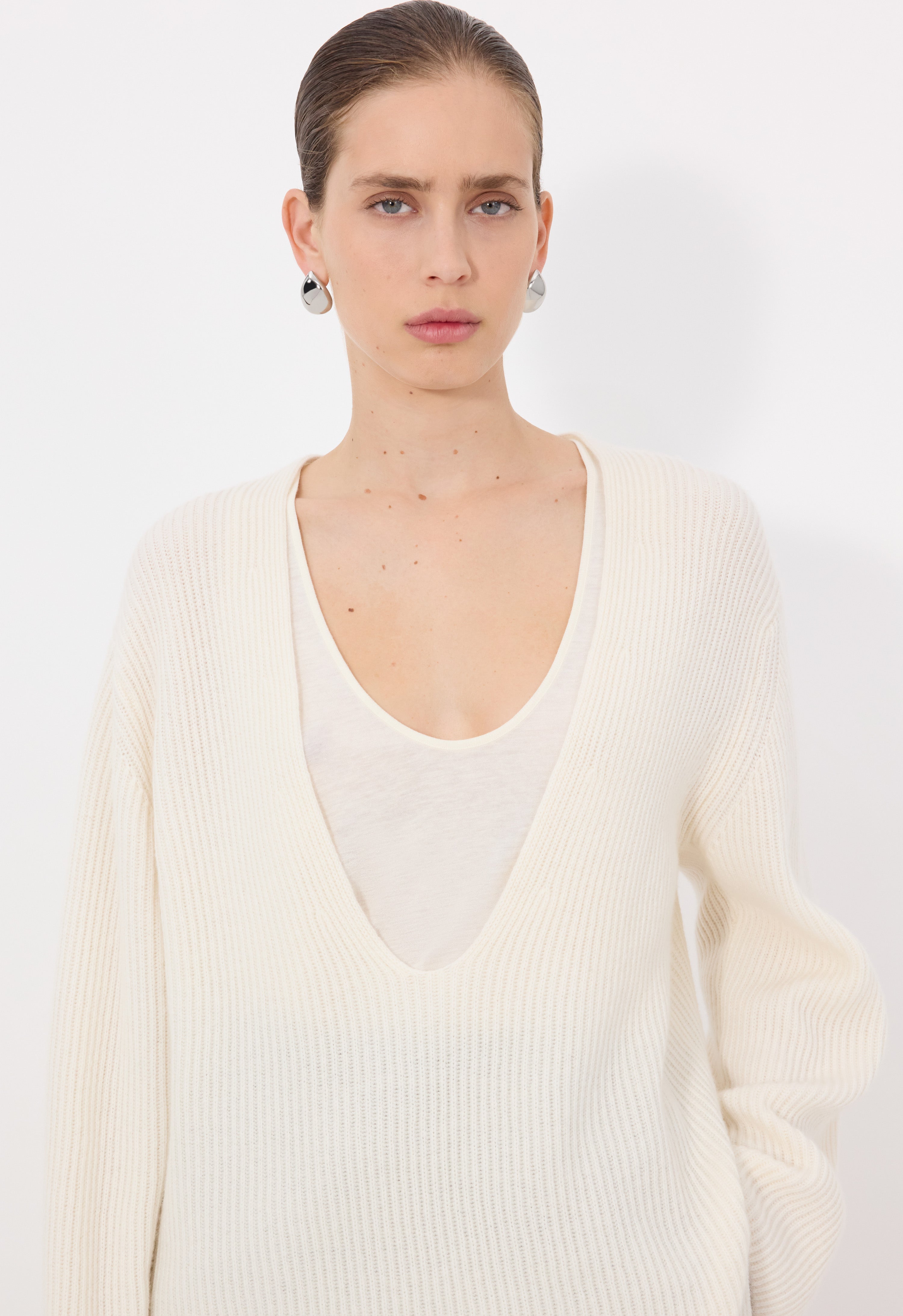 GABE Pull col U en cachemire côtelé