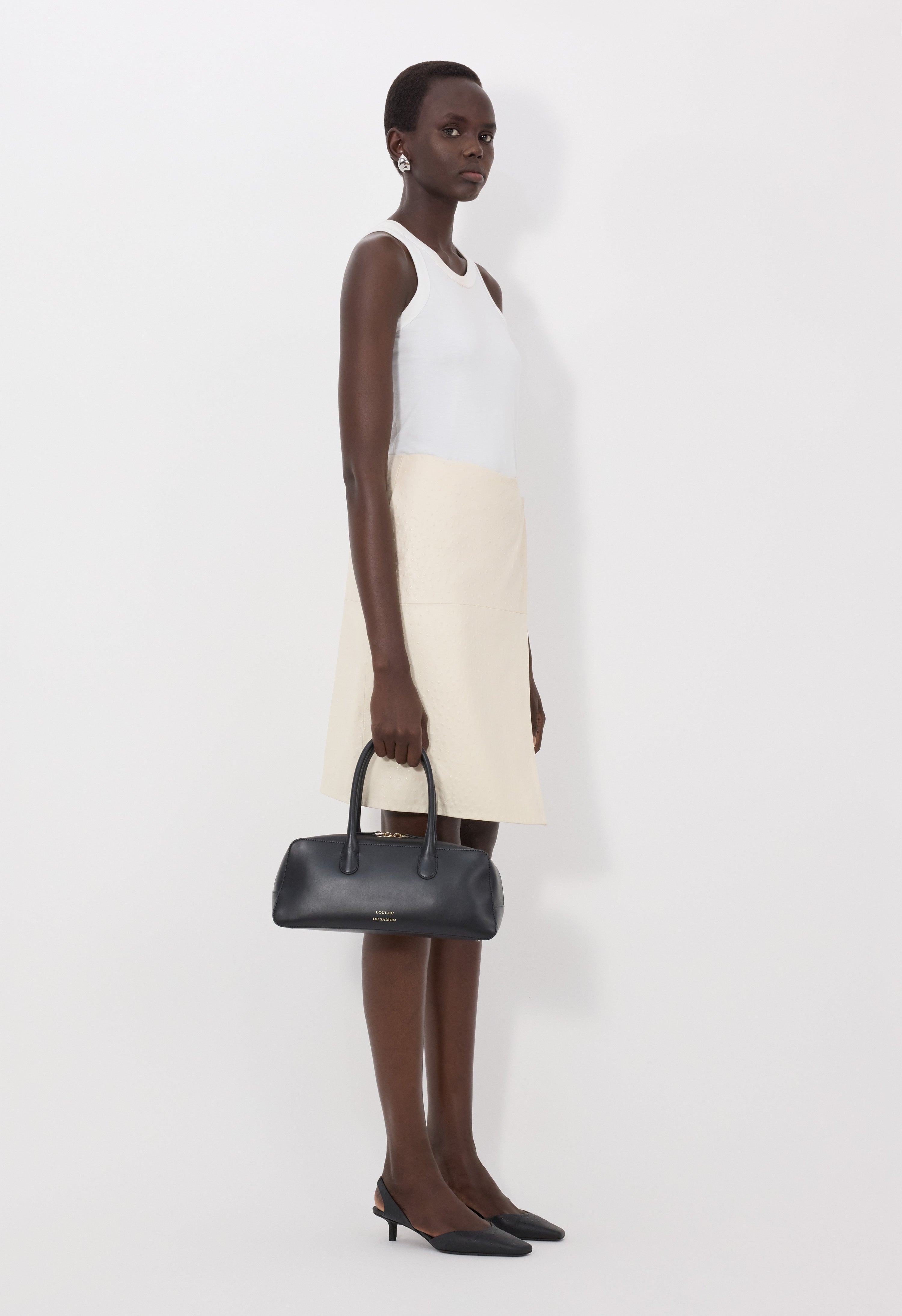 GORA Ostrich-effect leather wrap skirt