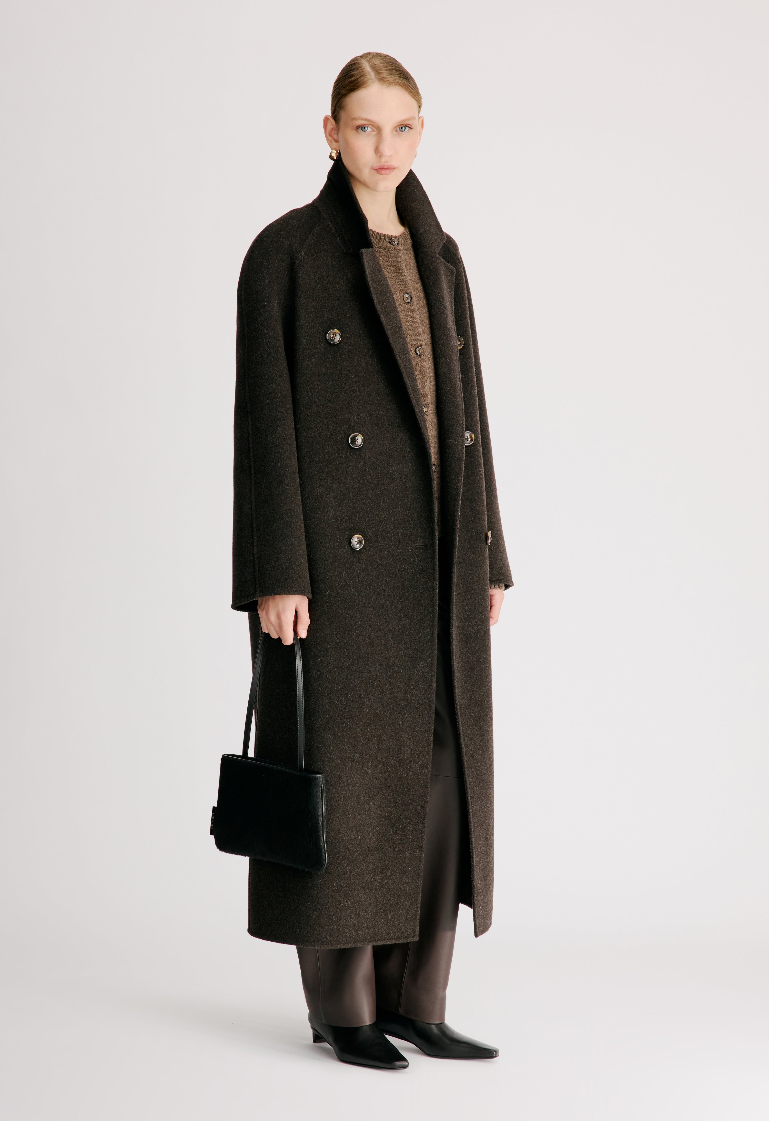 IRVIN Long wool cashmere drap coat