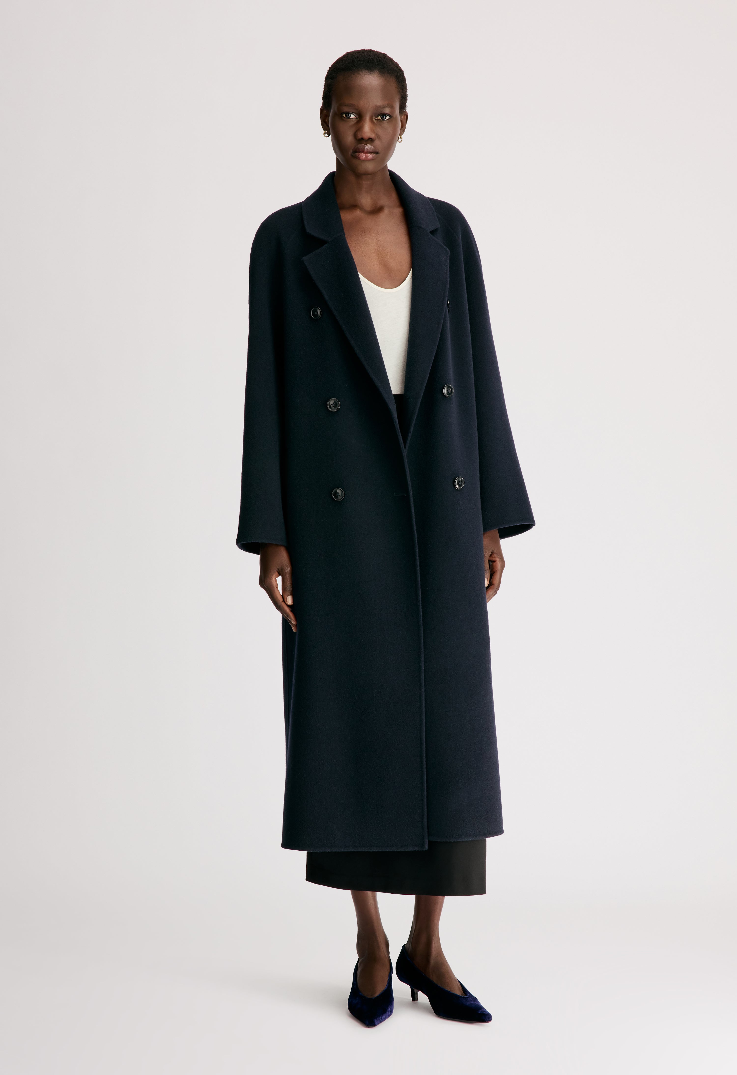 IRVIN Long wool cashmere drap coat