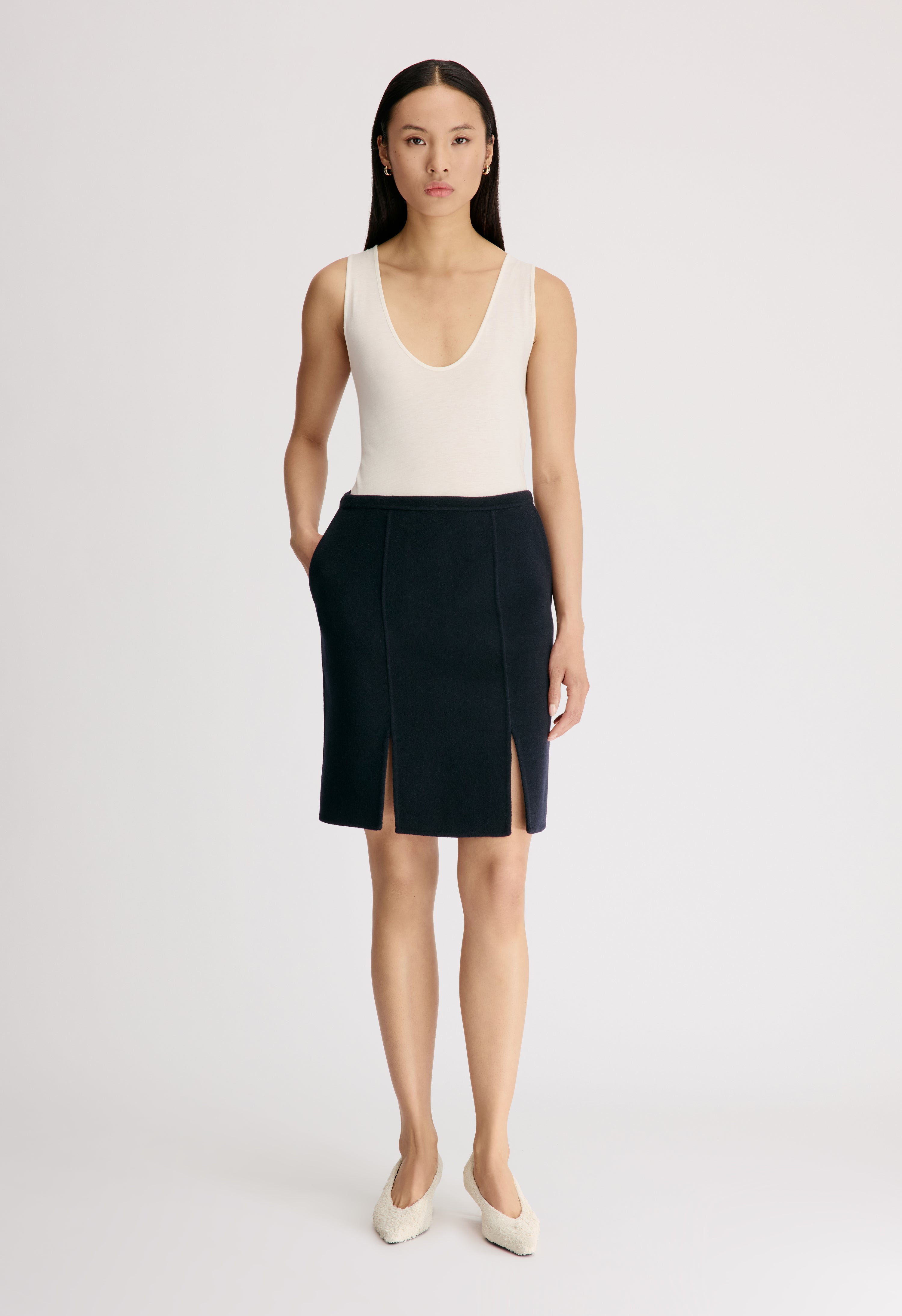 JUDY Jupe en drap de laine et cachemire
