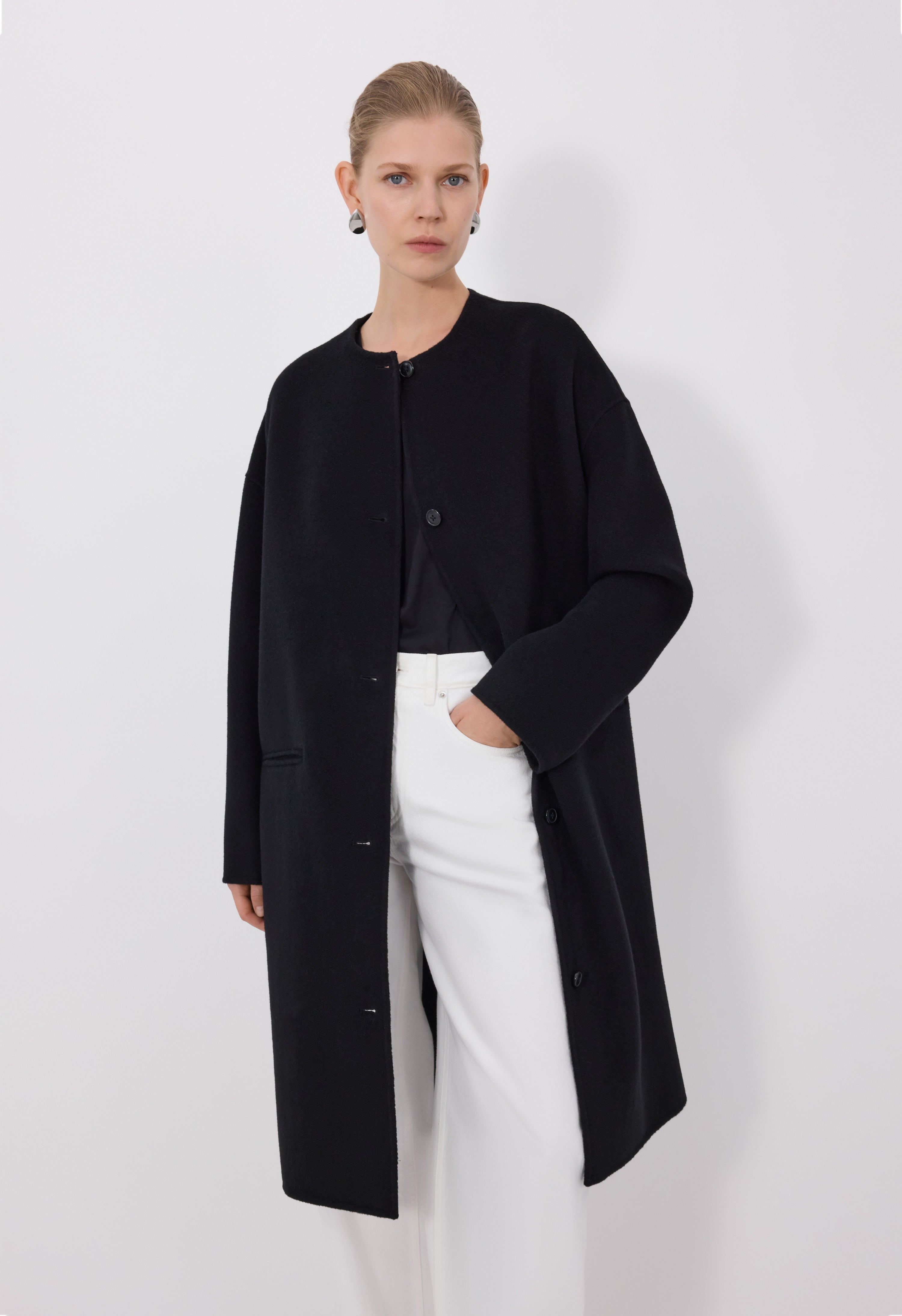 KERRY Wool cashmere drap oval coat