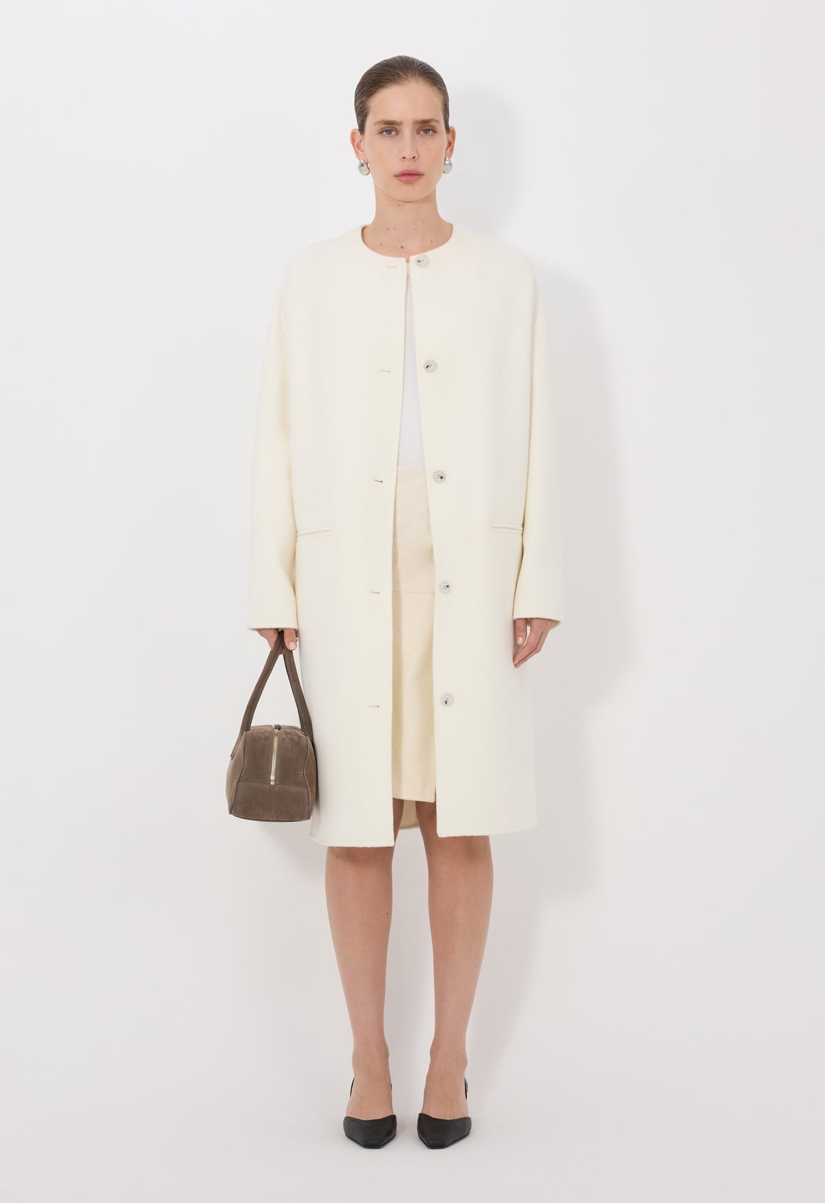 KERRY Wool cashmere drap oval coat