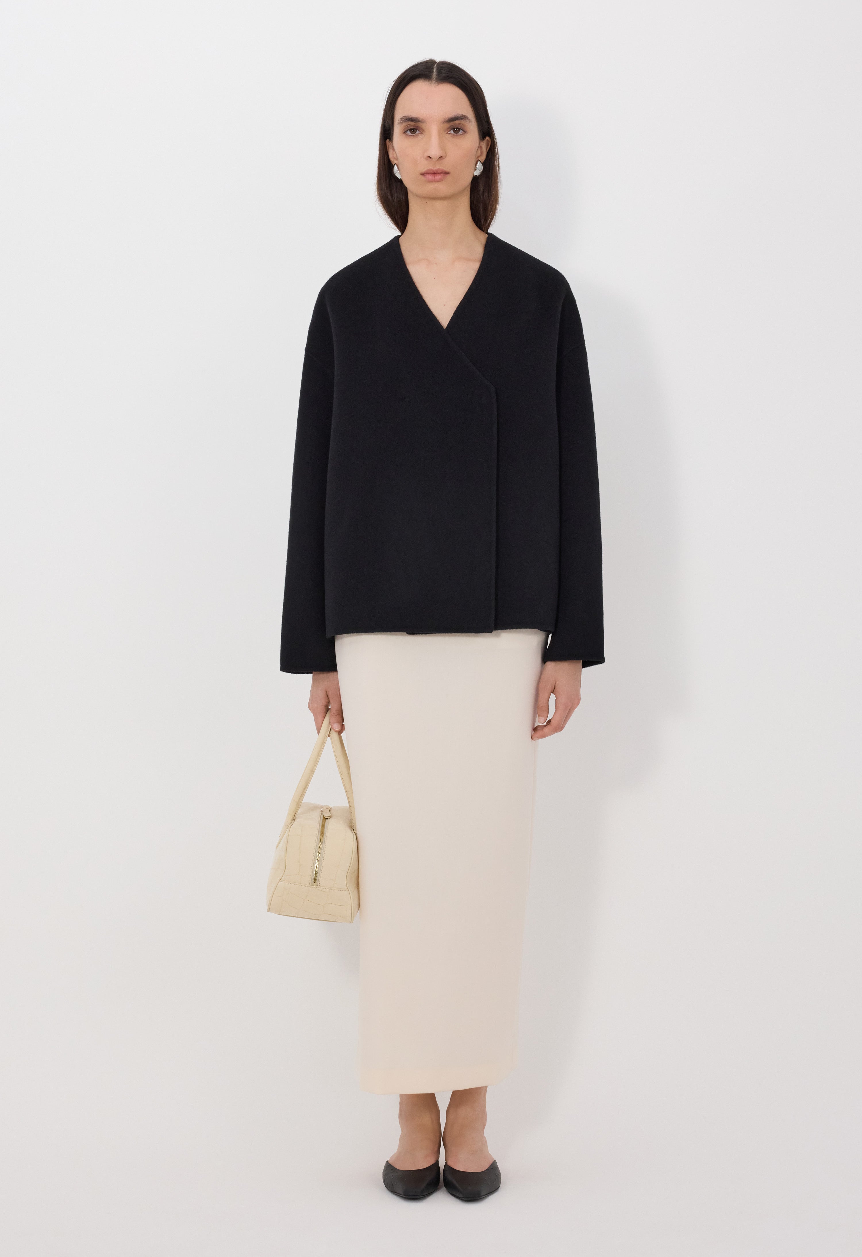 MAARA Asymmetric wool cashmere drap jacket