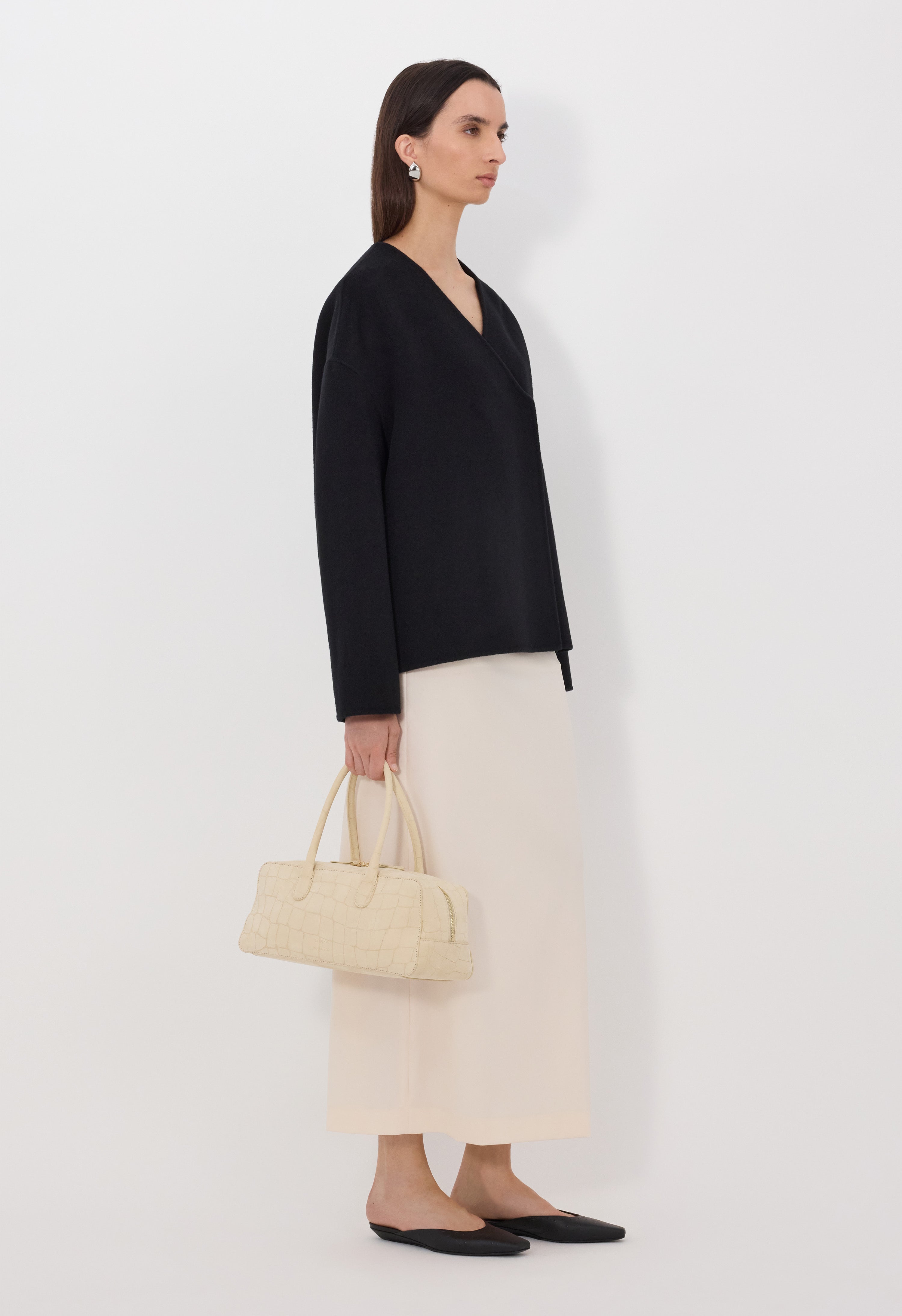 MAARA Asymmetric wool cashmere drap jacket
