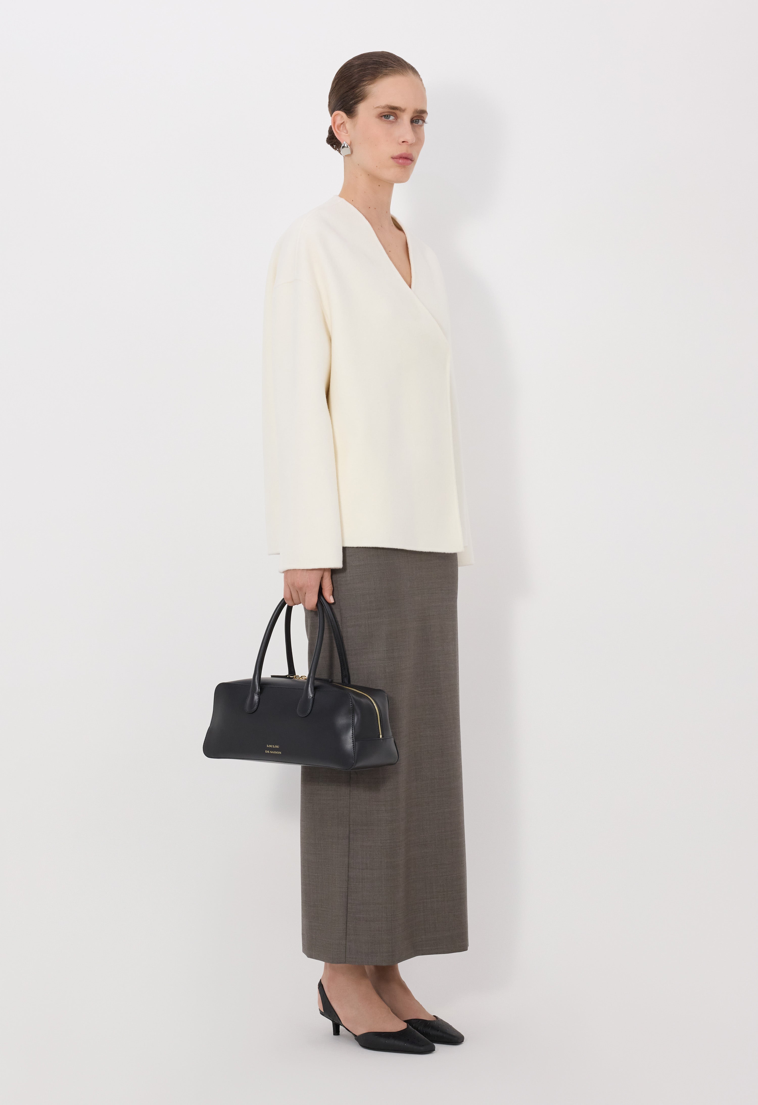 MAARA Asymmetric wool cashmere drap jacket