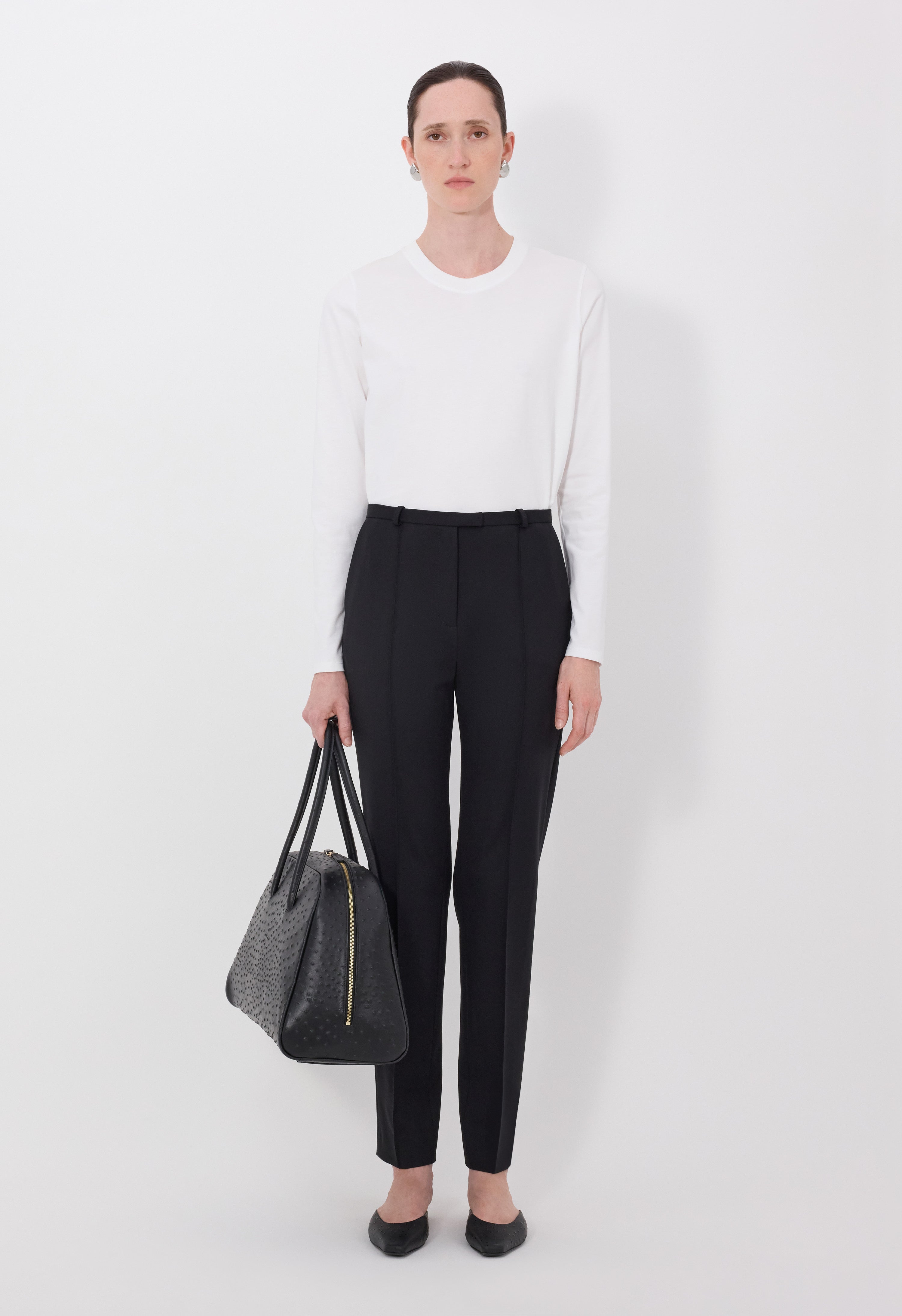 MALKA LDS Grain de poudre fitted trousers