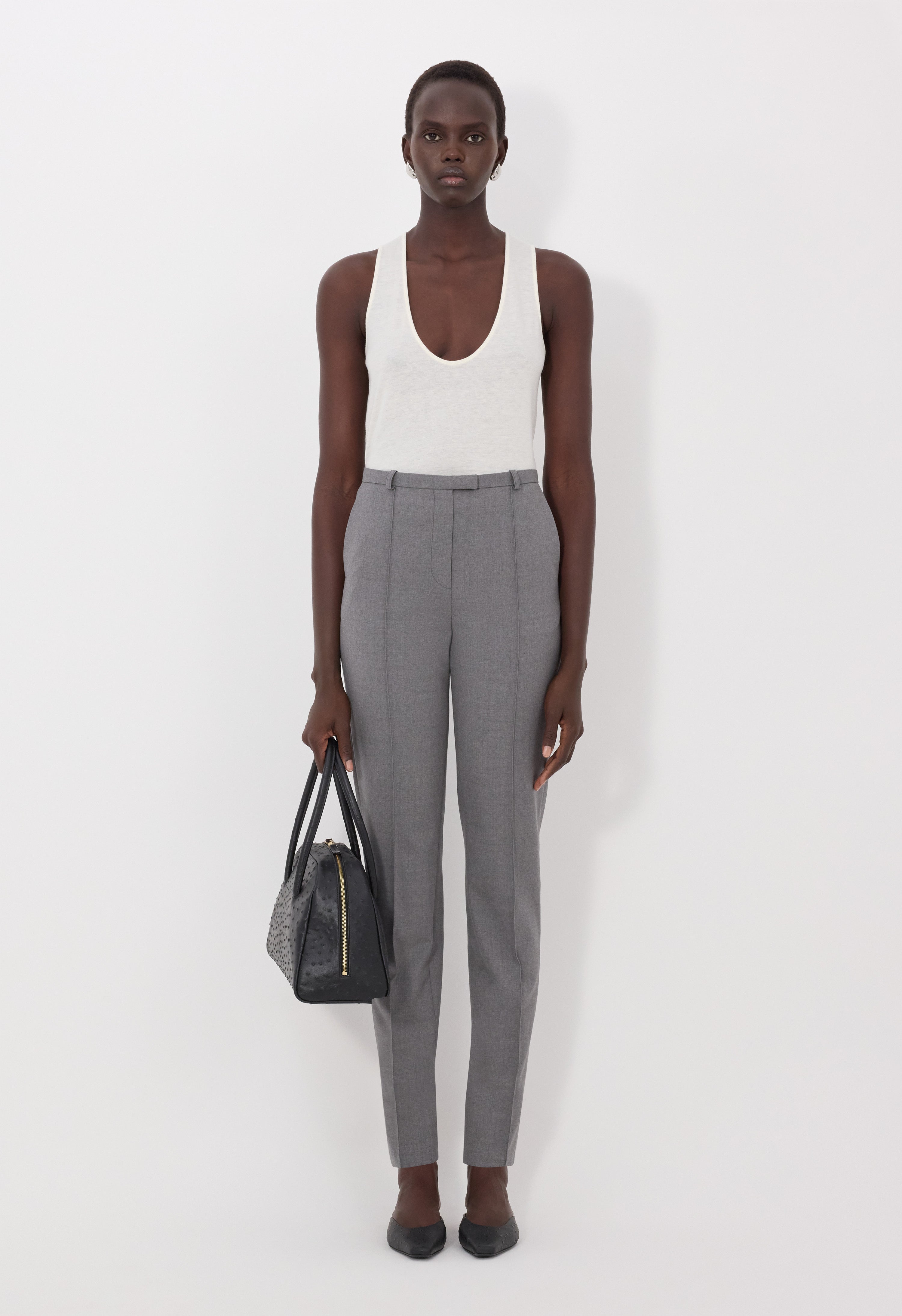 MALKA LDS Grain de poudre fitted trousers