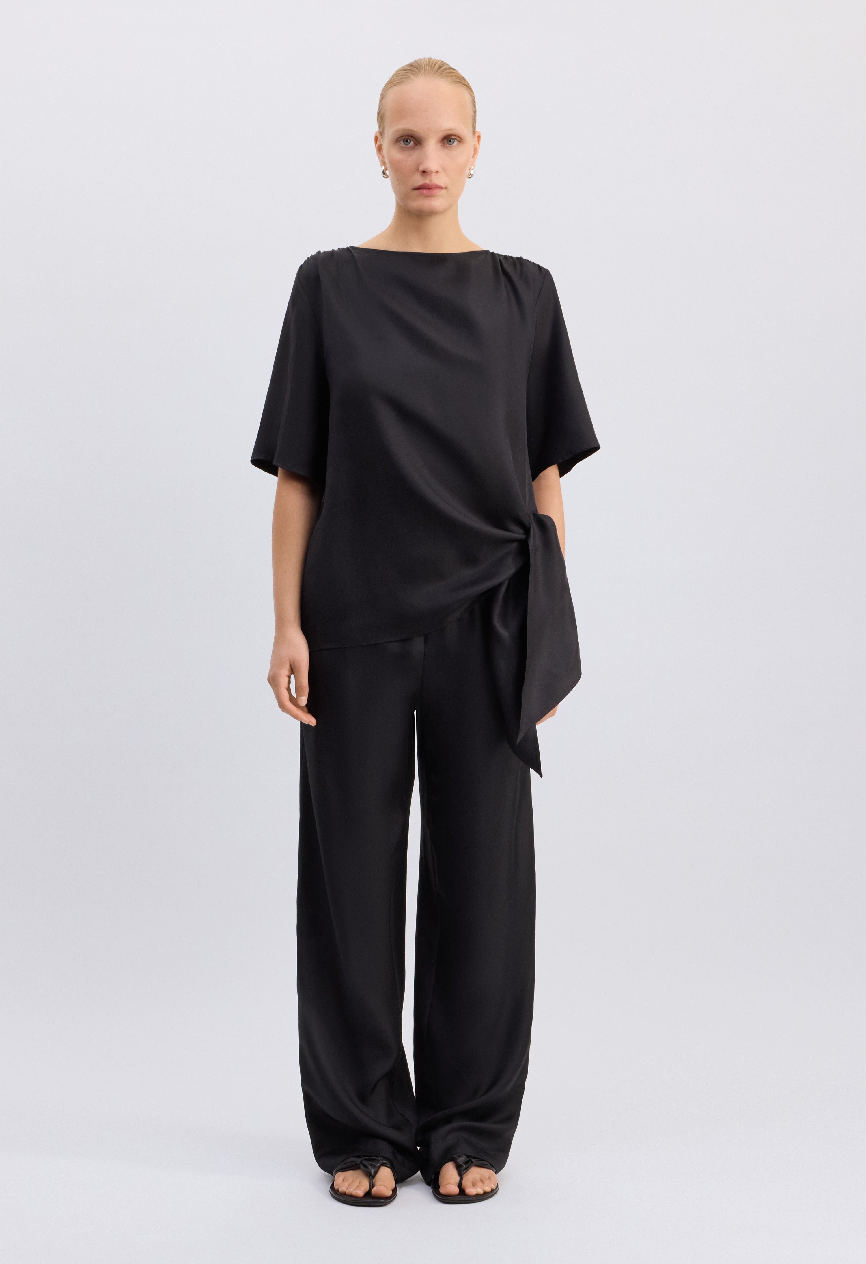 MANO Asymmetric silk top