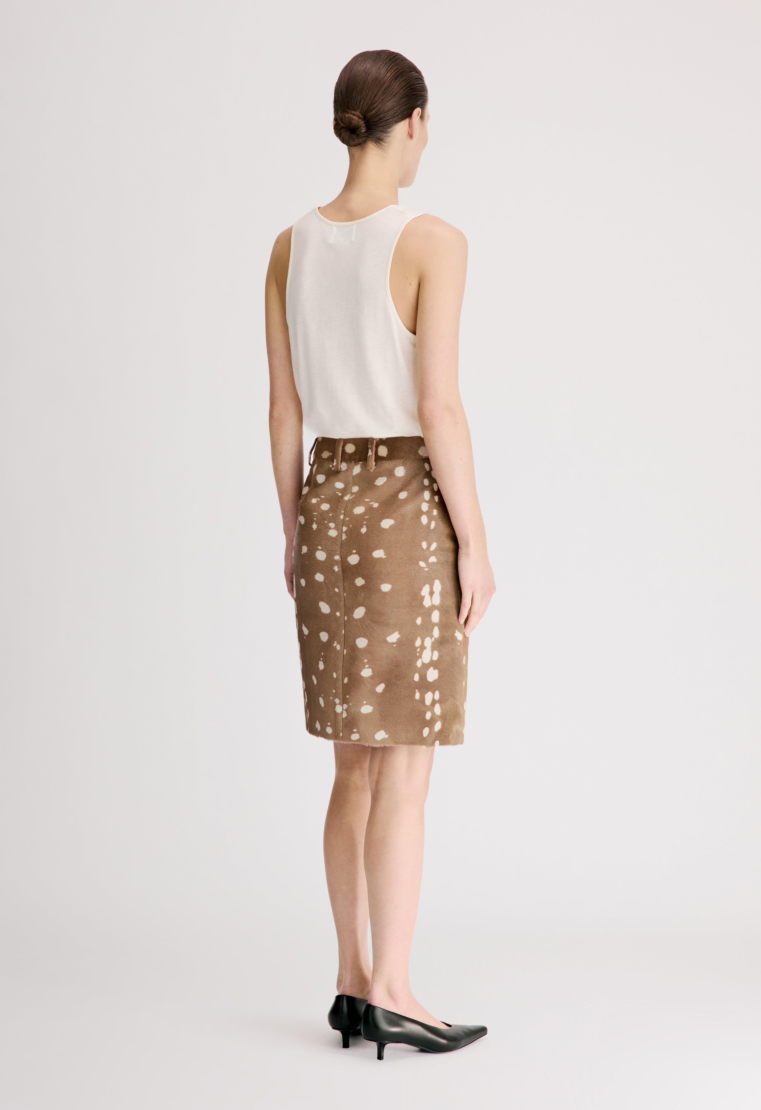 MICA Deer print pony-effect leather skirt