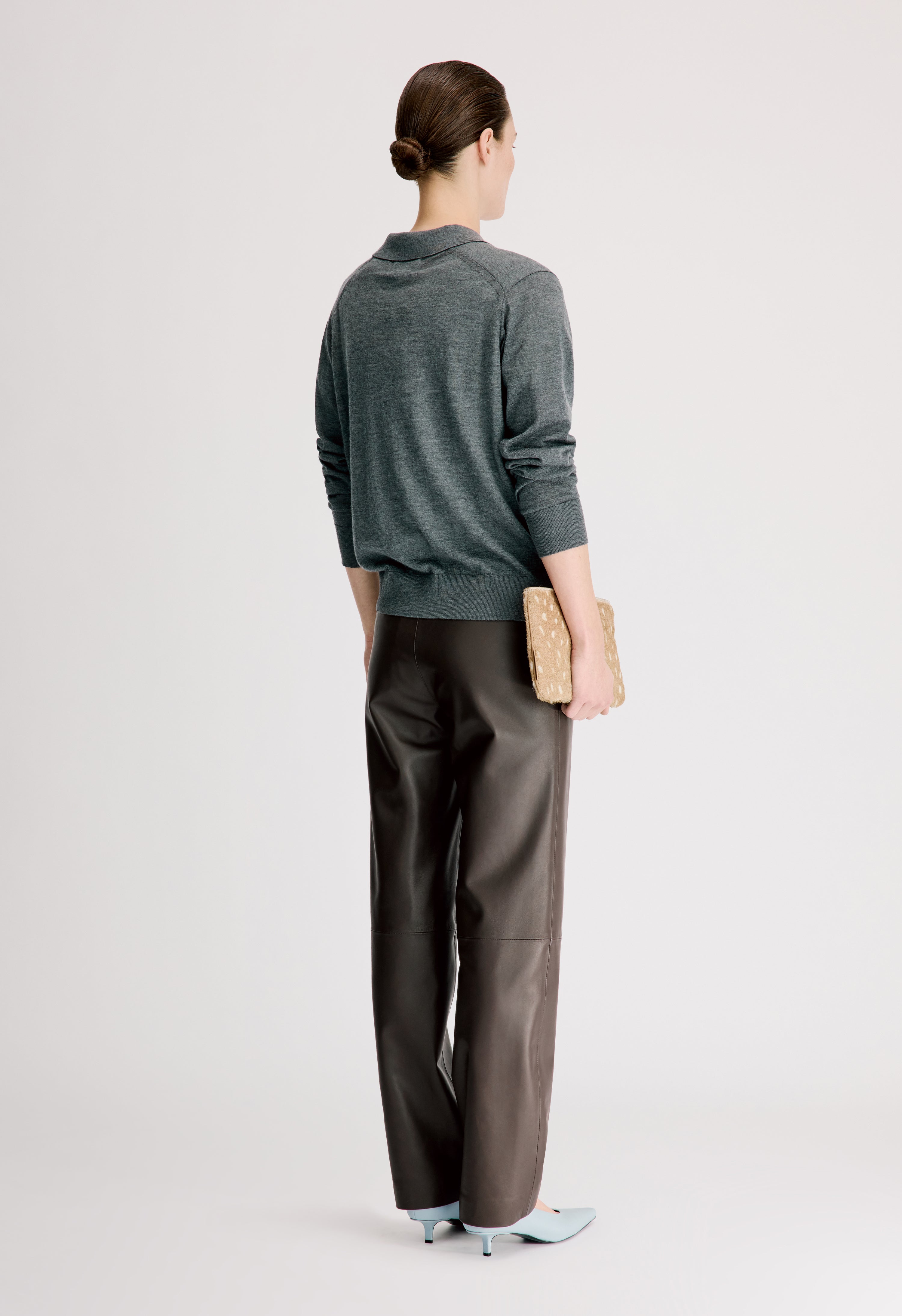 MILES Long-sleeve fine knit polo top