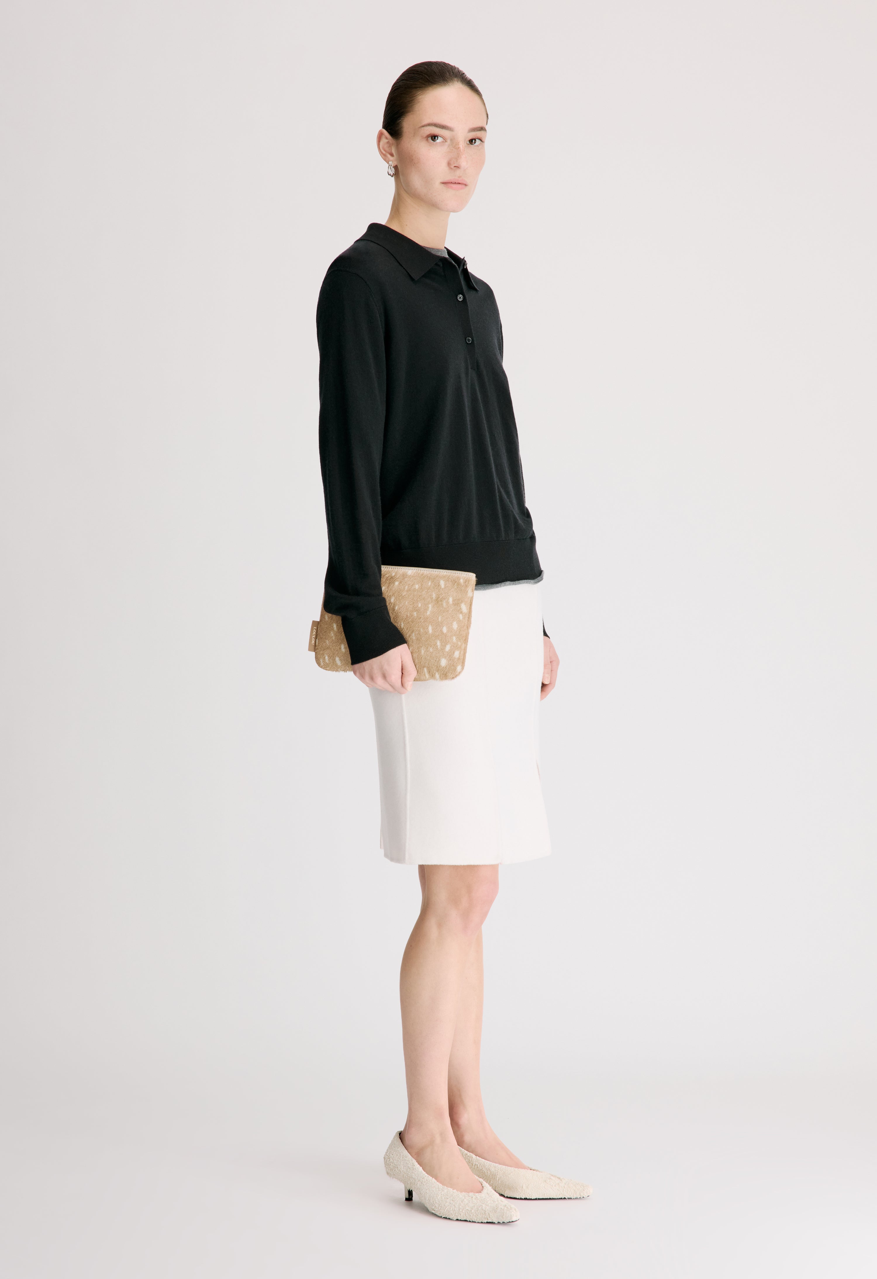 MILES Long-sleeve fine knit polo top