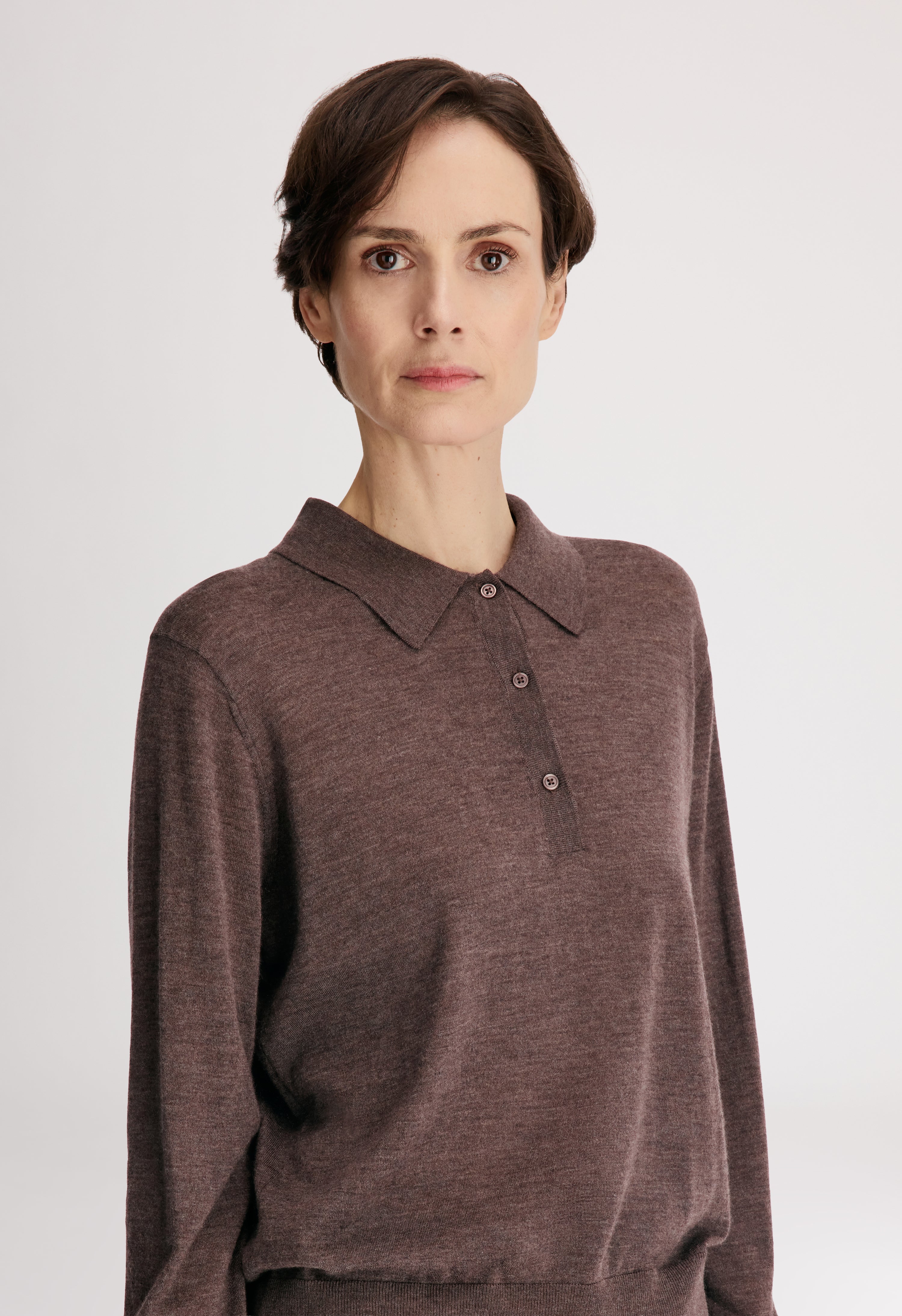 MILES Long-sleeve fine knit polo top