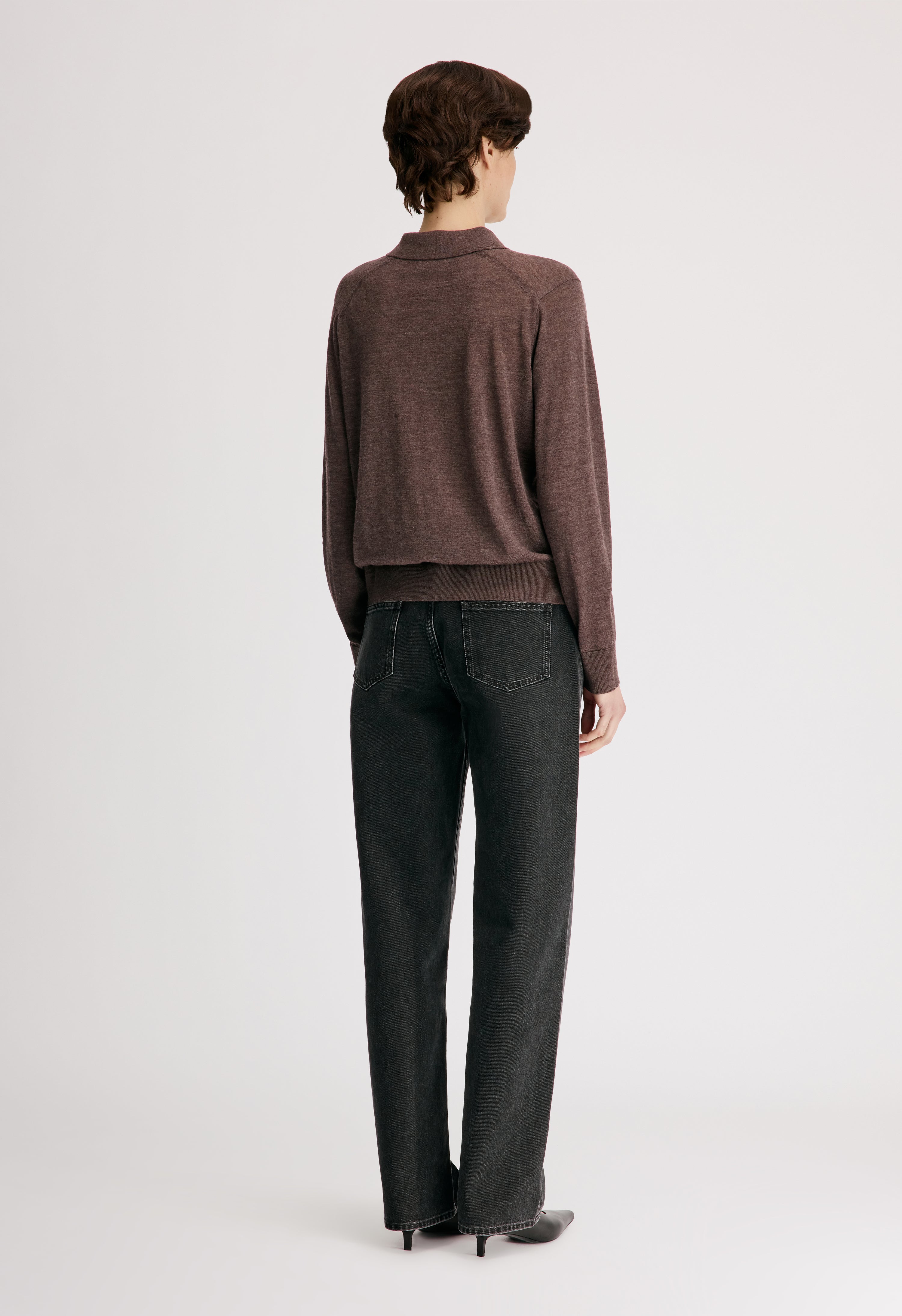 MILES Long-sleeve fine knit polo top