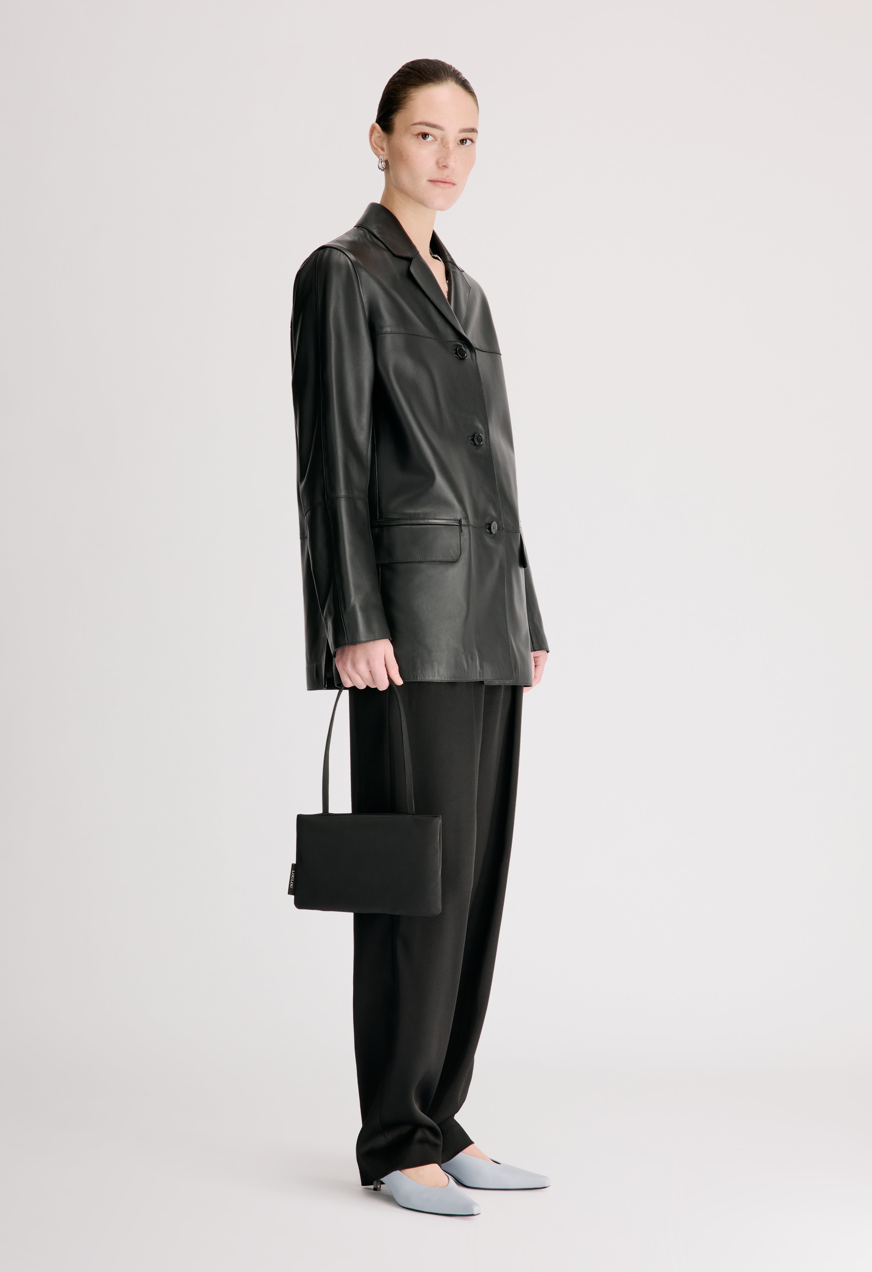 NARI Veste en cuir coupe droite