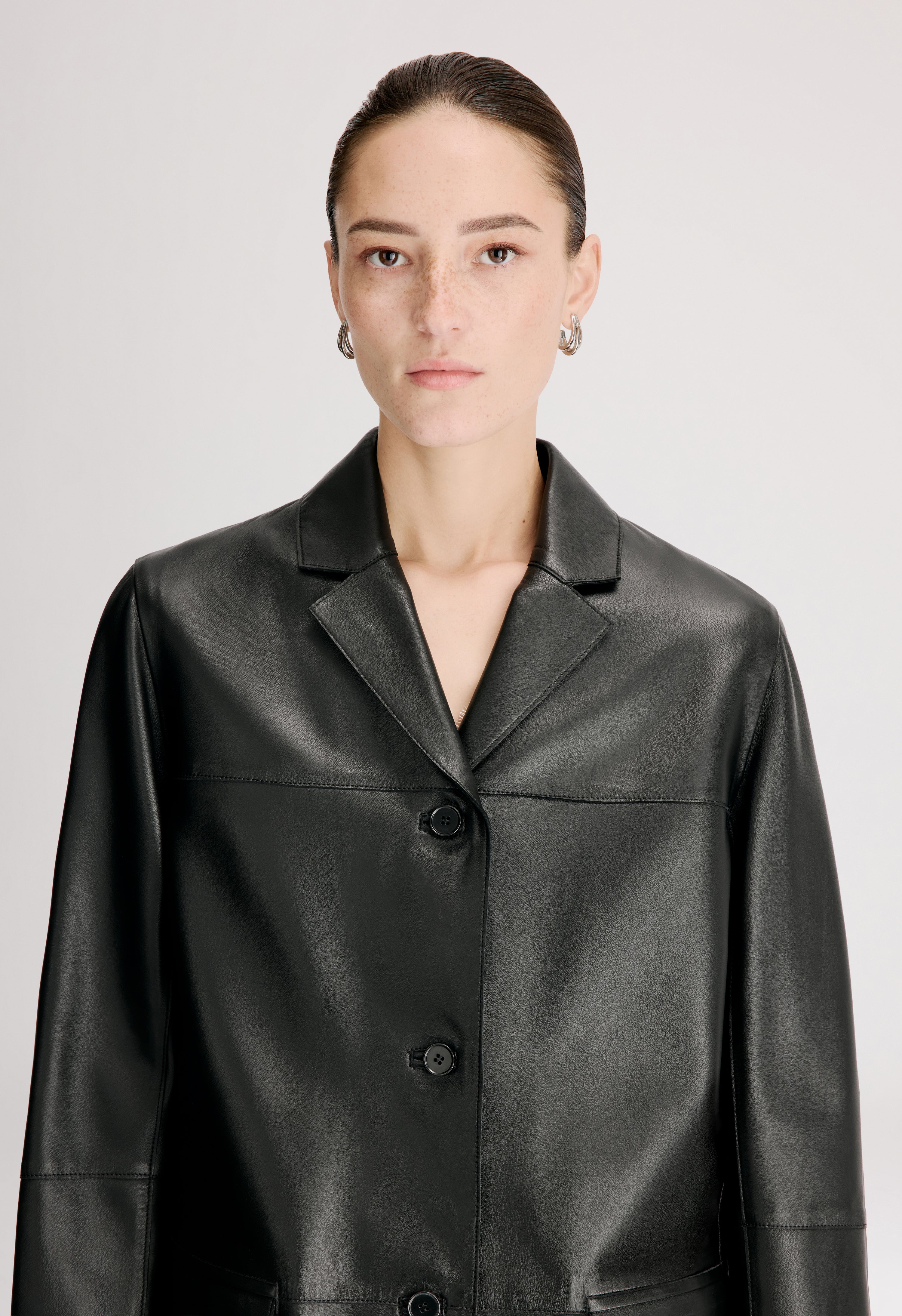 NARI Veste en cuir coupe droite