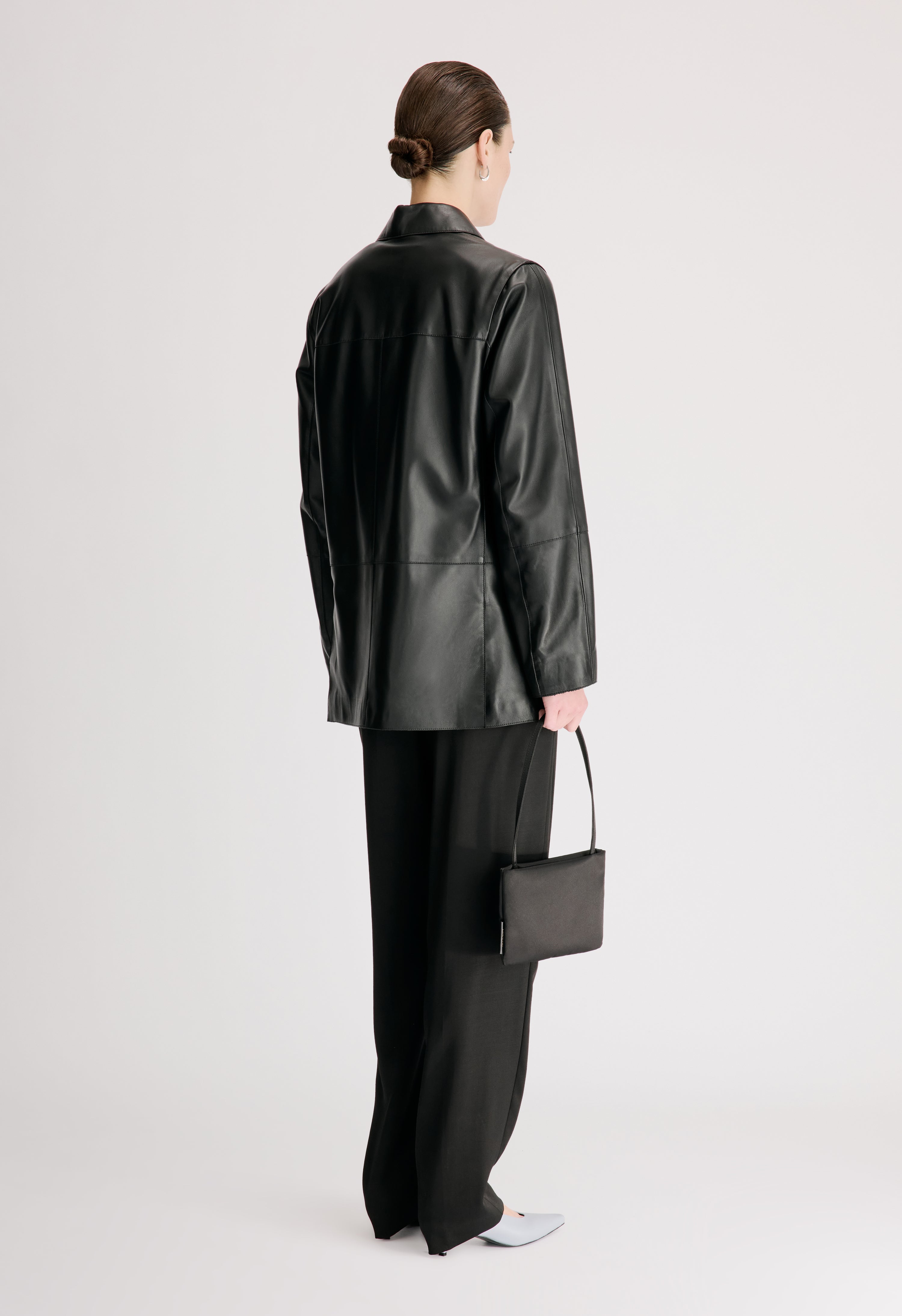 NARI Veste en cuir coupe droite