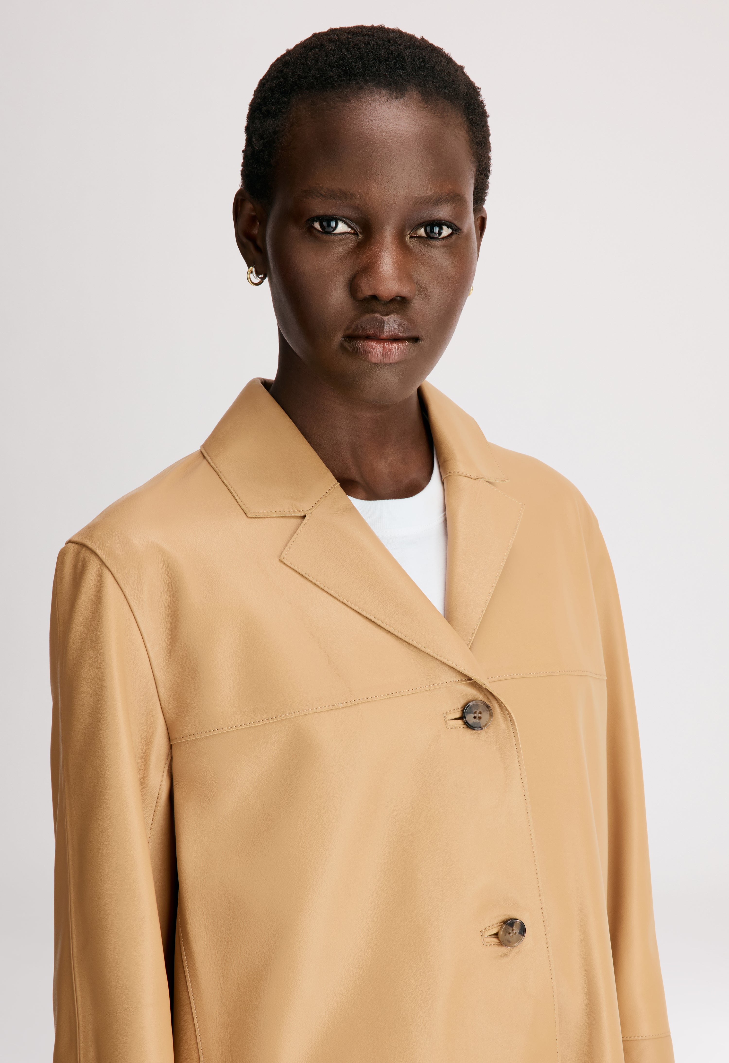 NARI Veste en cuir coupe droite