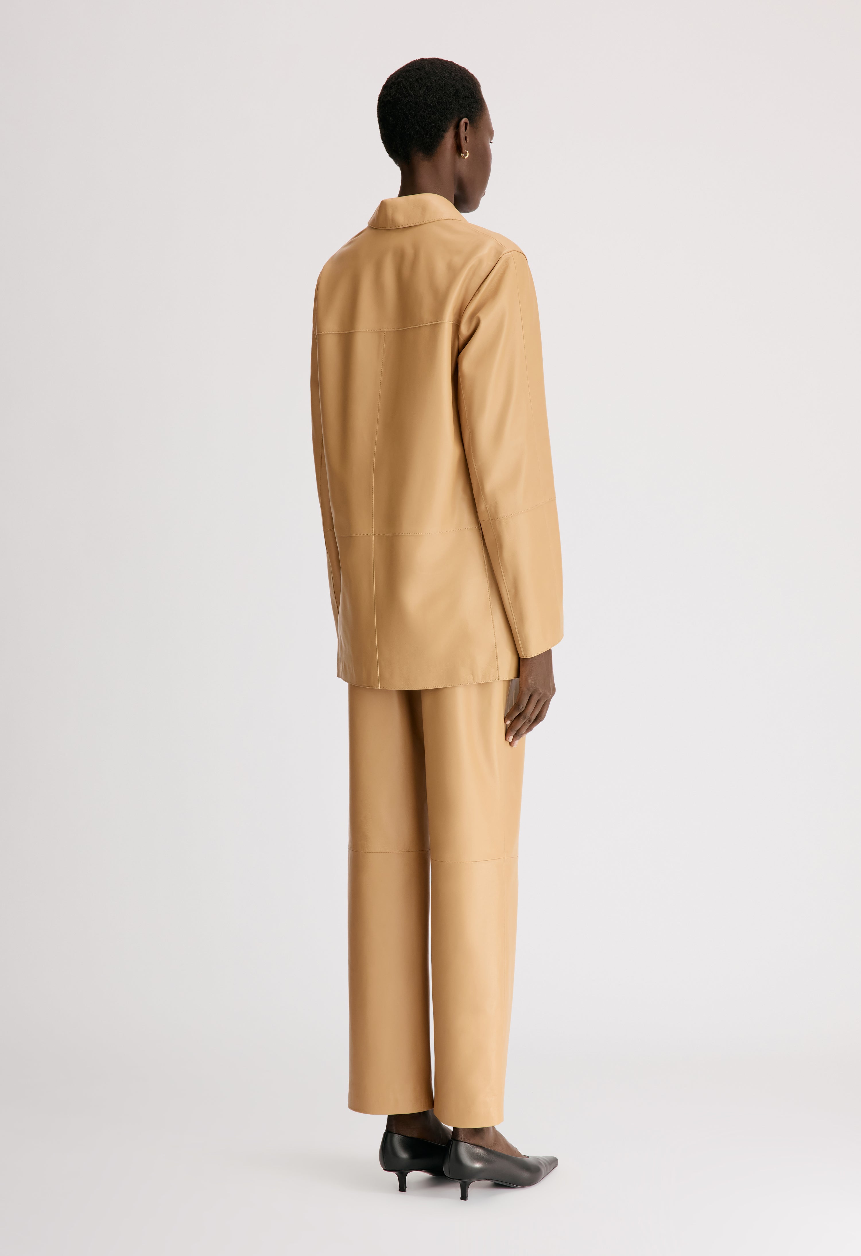 NARI Veste en cuir coupe droite