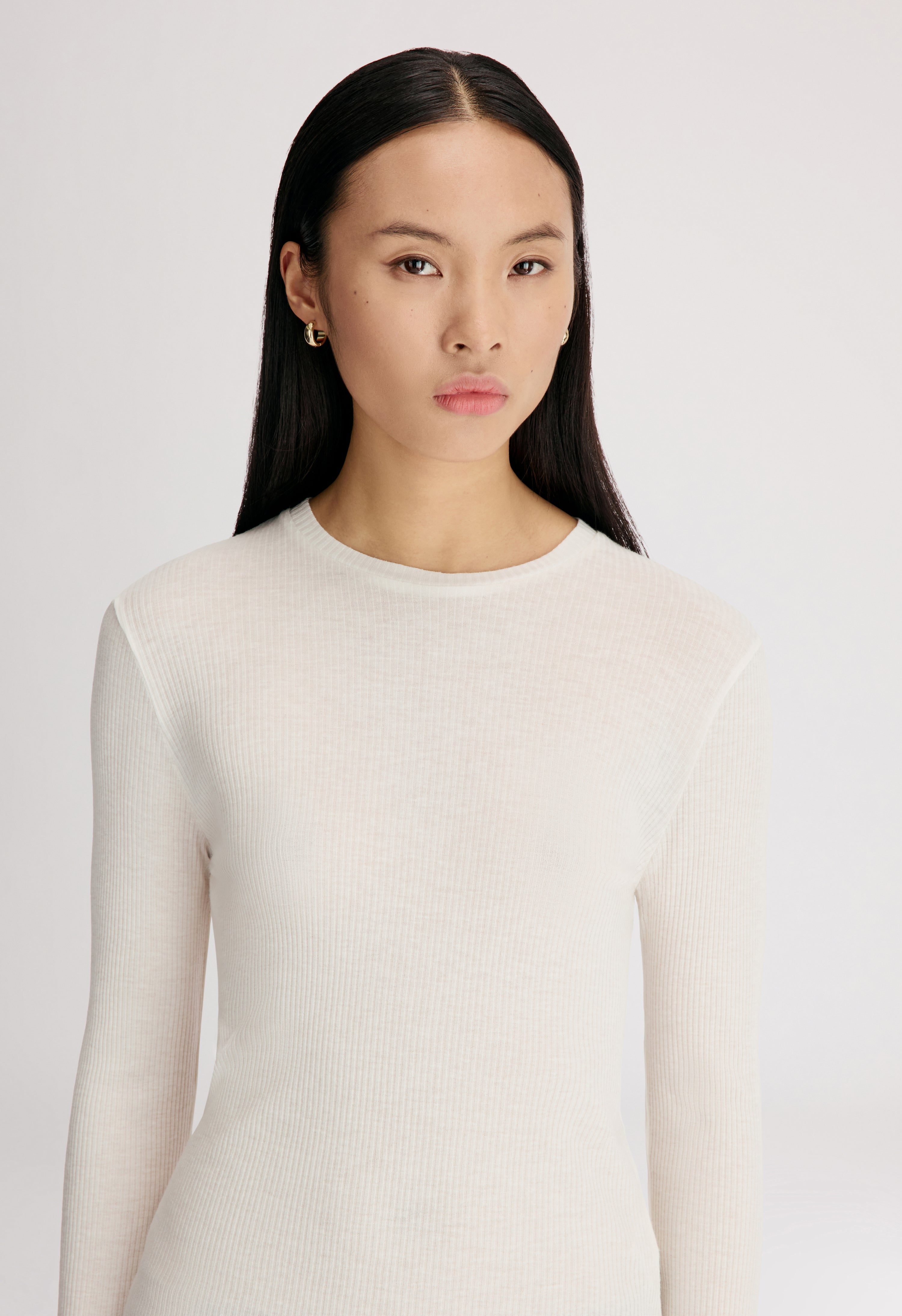 ORTIGIA LDS Ribbed jersey long sleeve t-shirt