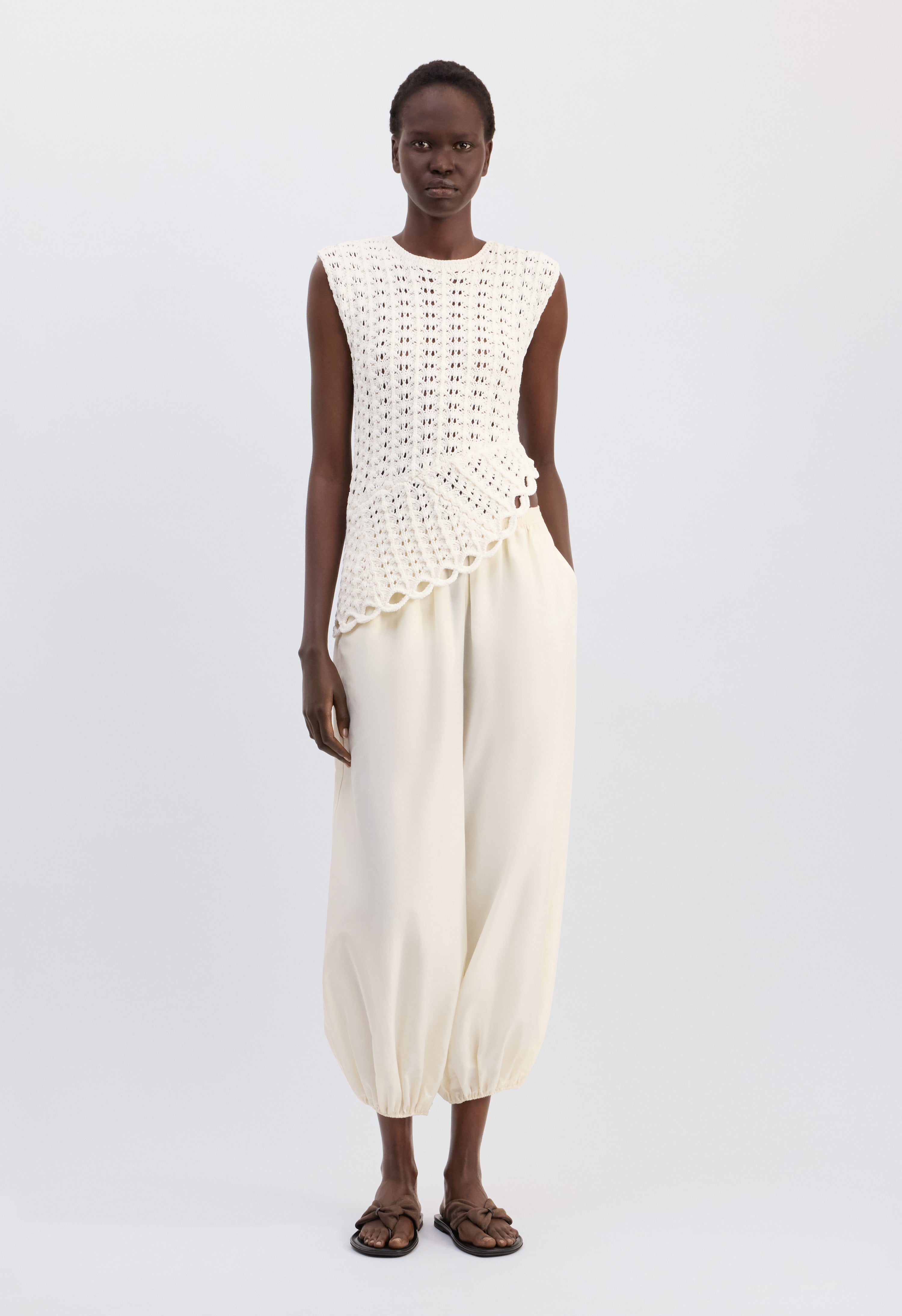 SAEZ Ruffled crochet top