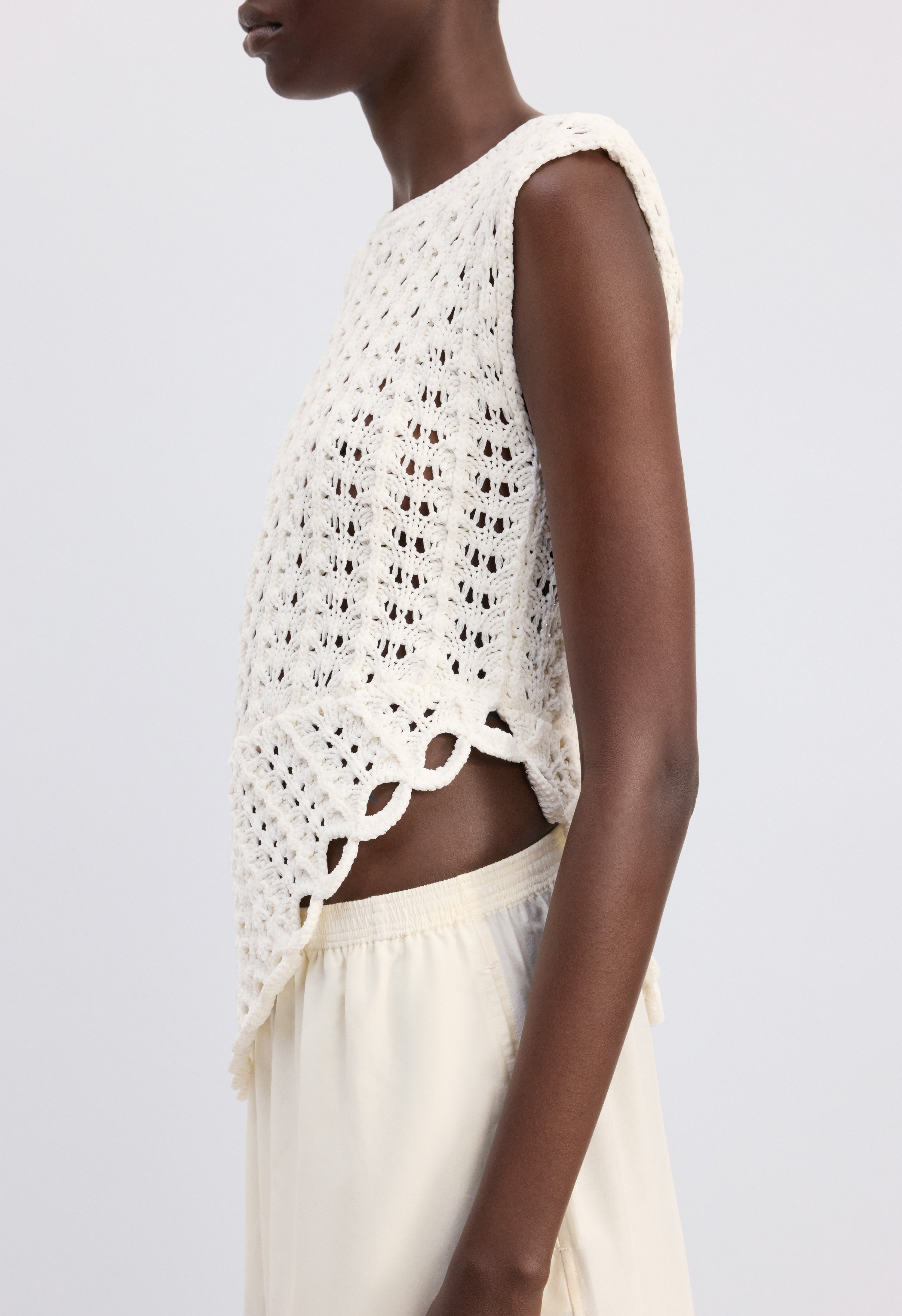 SAEZ Ruffled crochet top