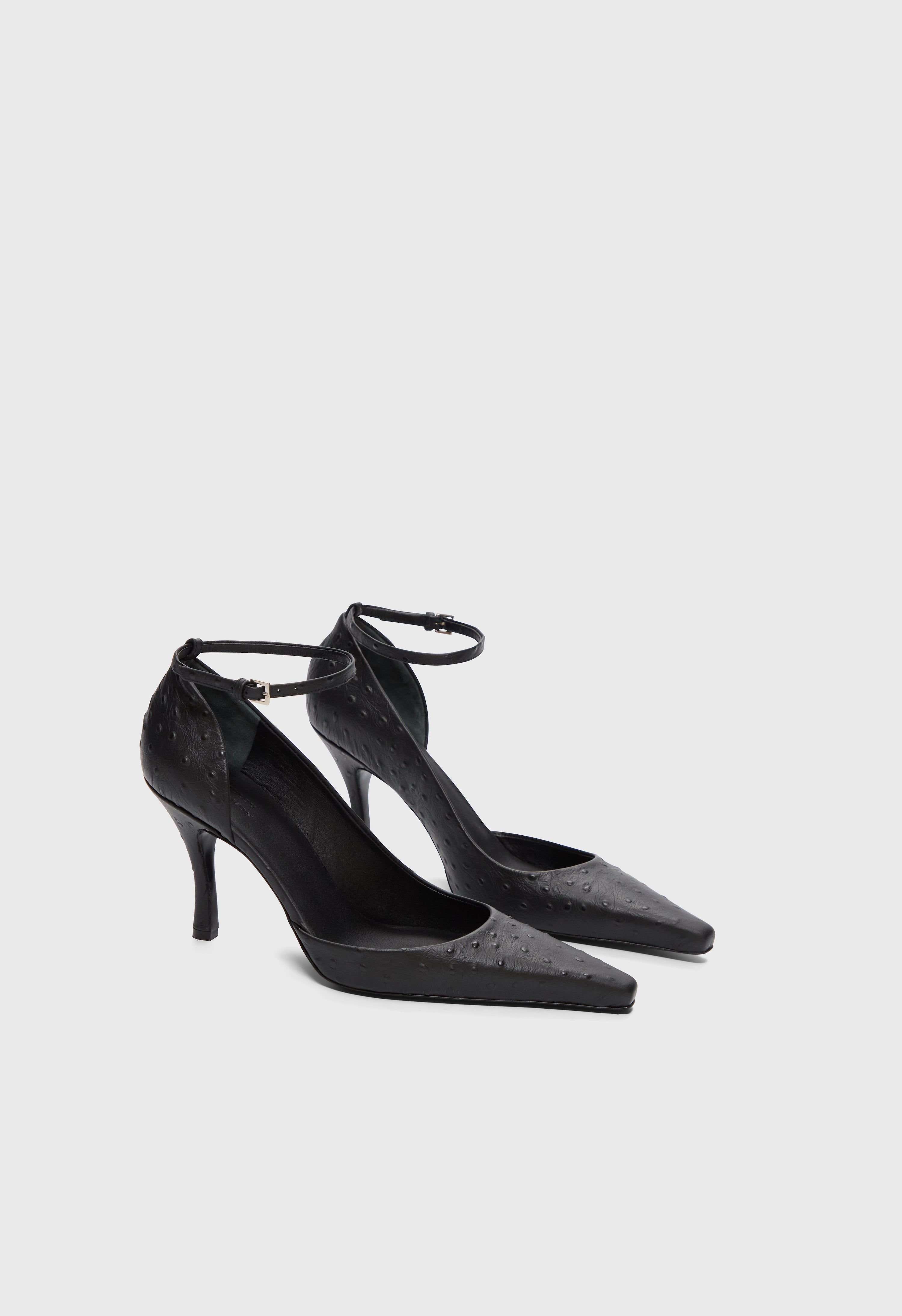 SCALA Ostrich-effect leather pumps