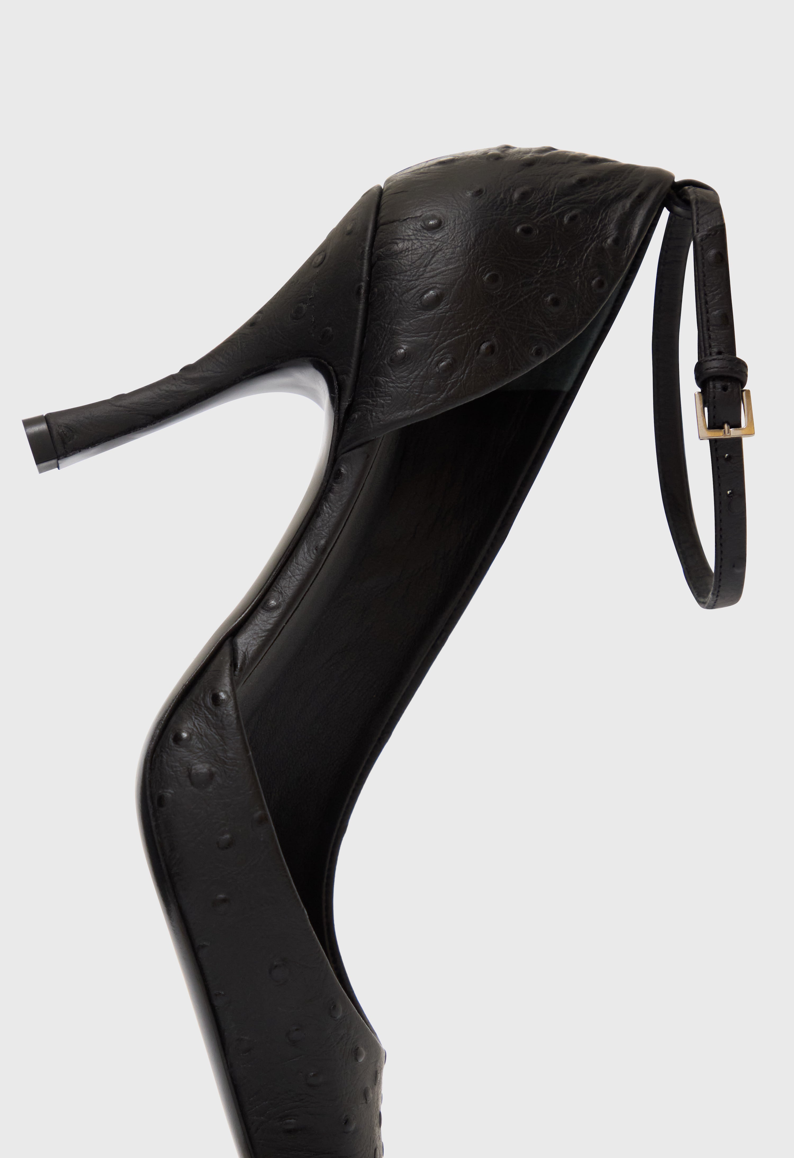 SCALA Ostrich-effect leather pumps