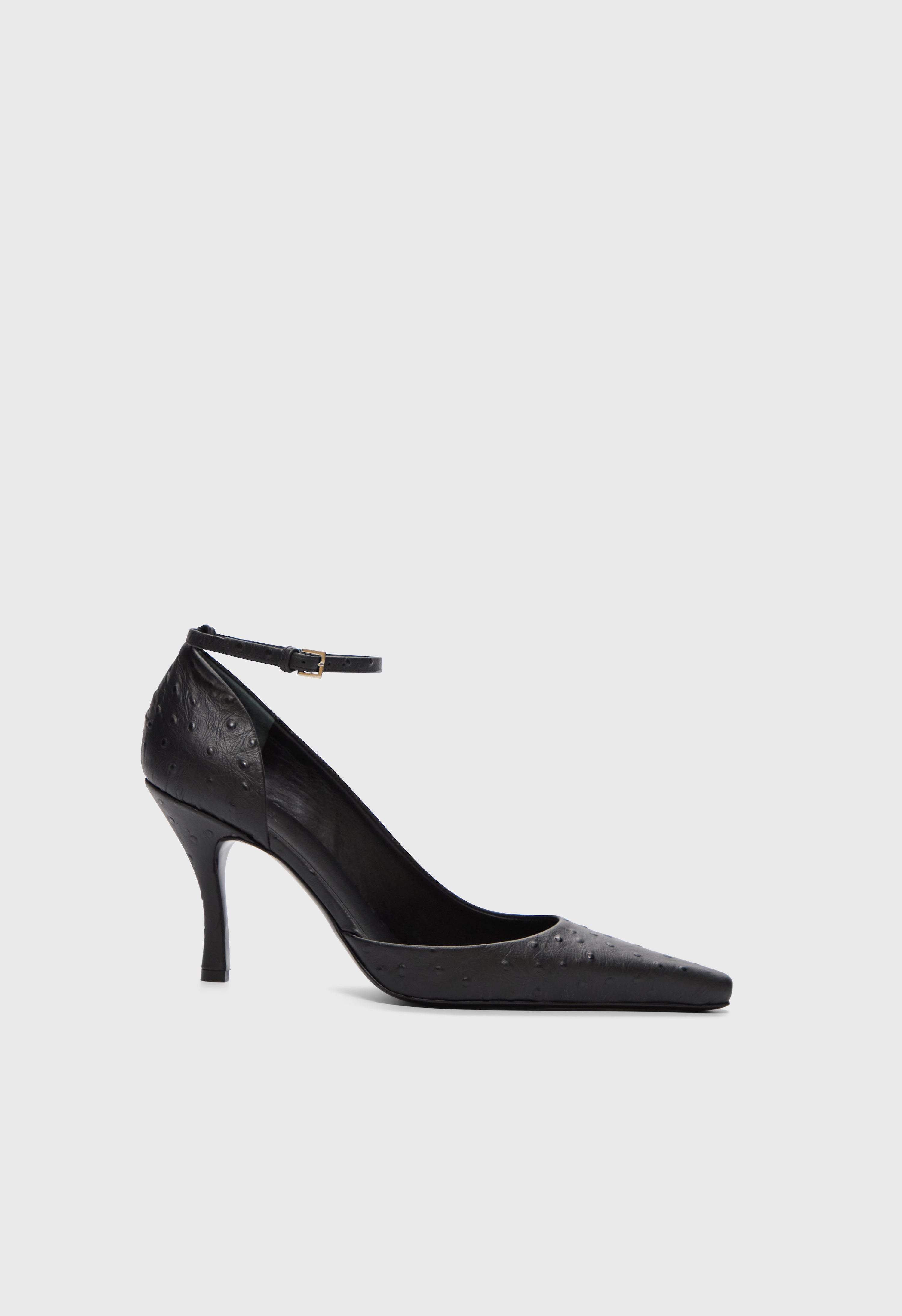 SCALA Ostrich-effect leather pumps
