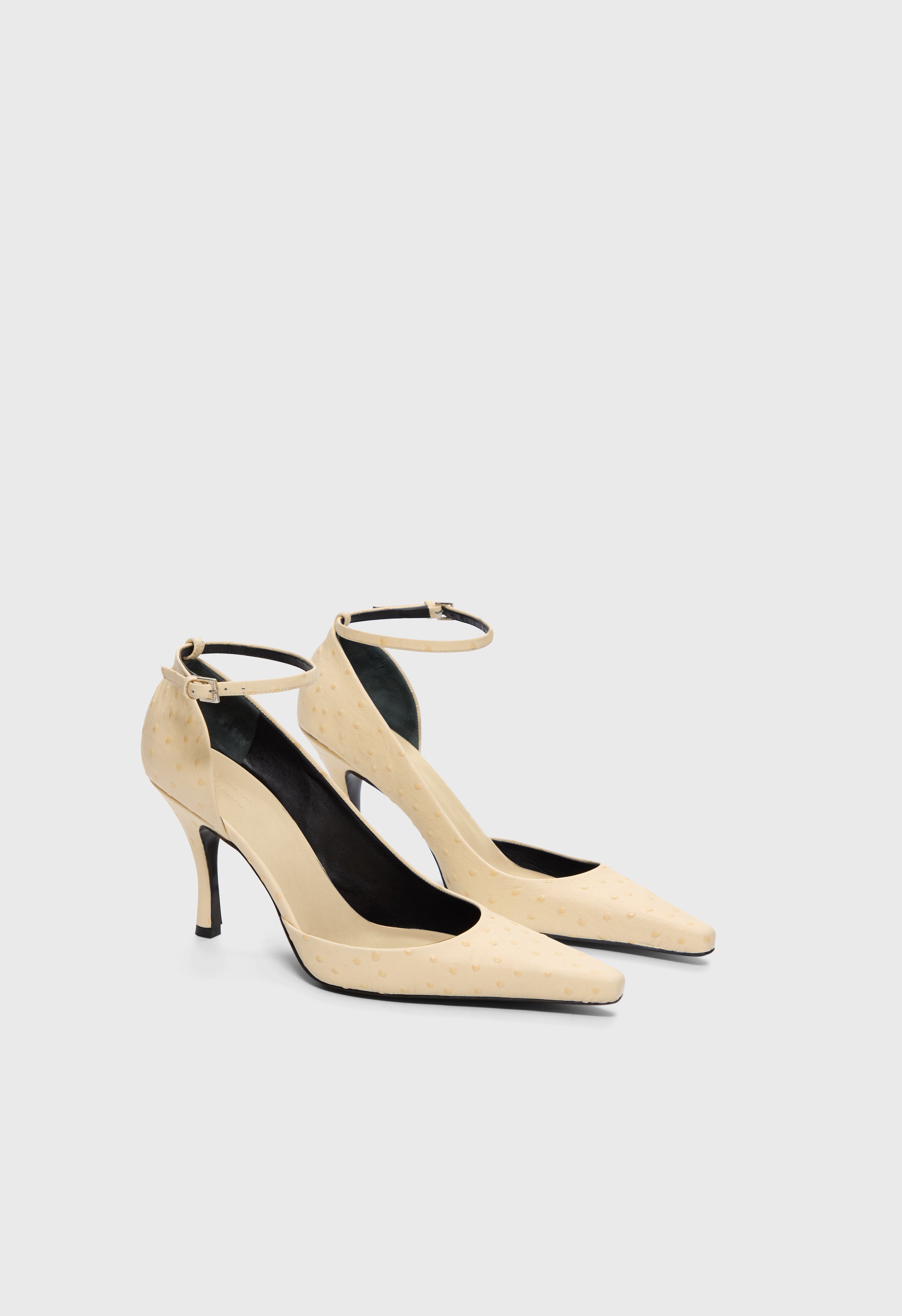 SCALA Ostrich-effect leather pumps