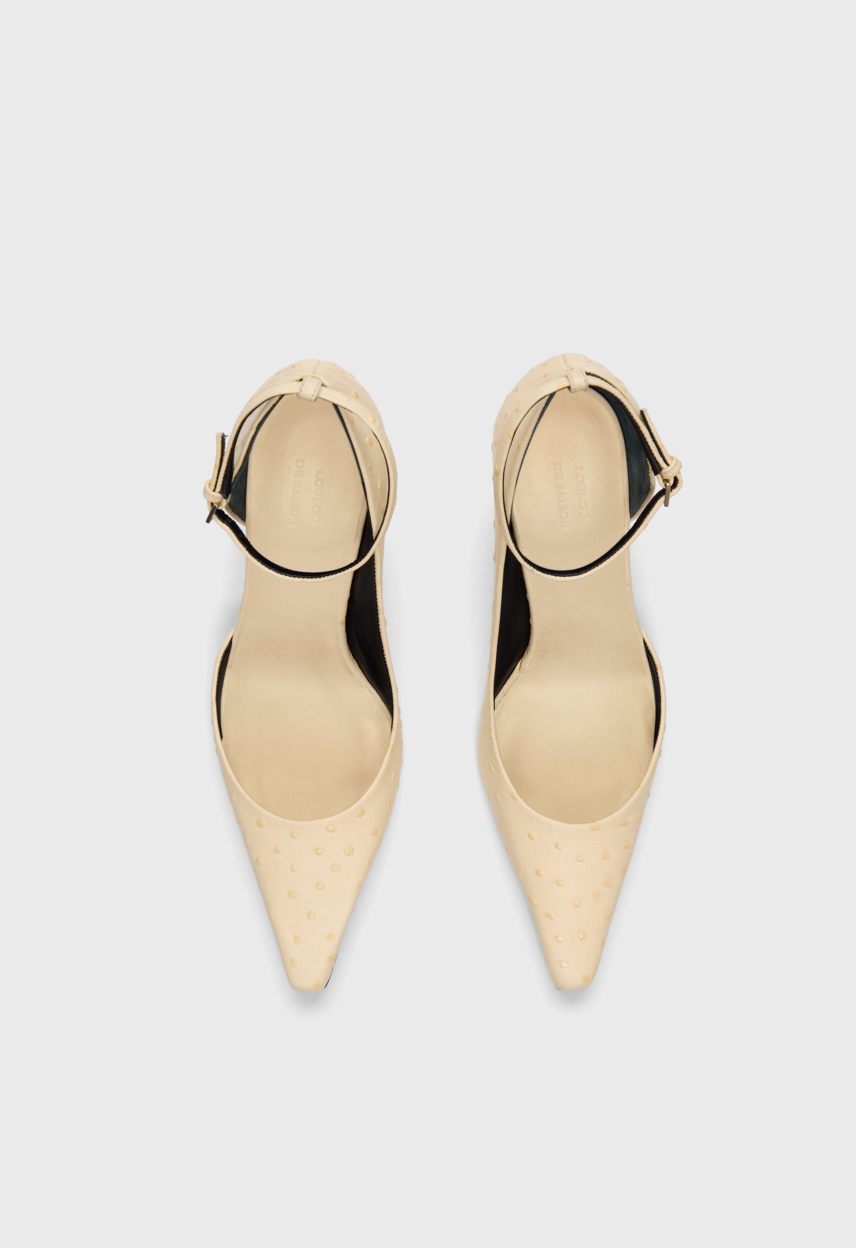 SCALA Ostrich-effect leather pumps