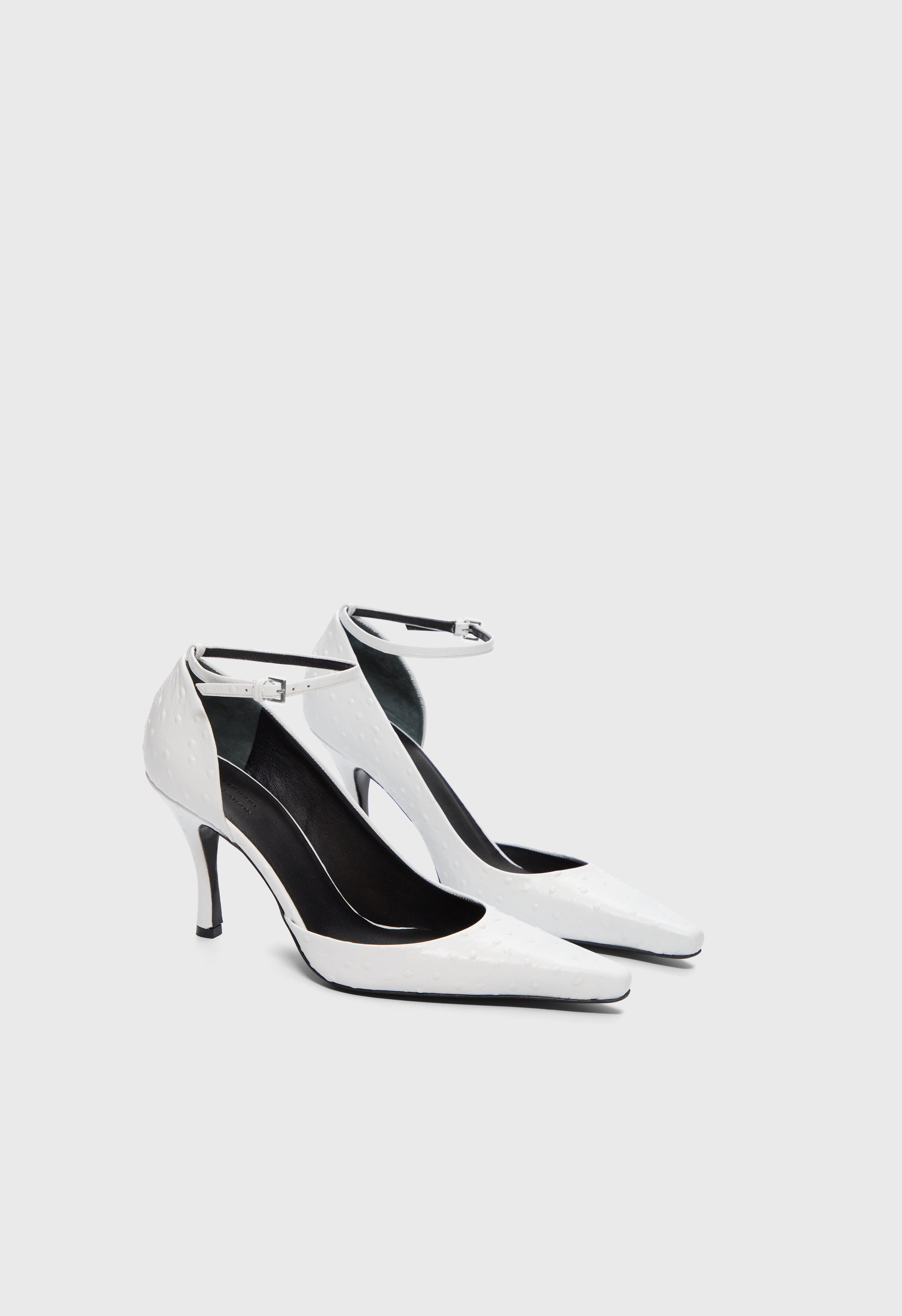 SCALA Ostrich-effect leather pumps
