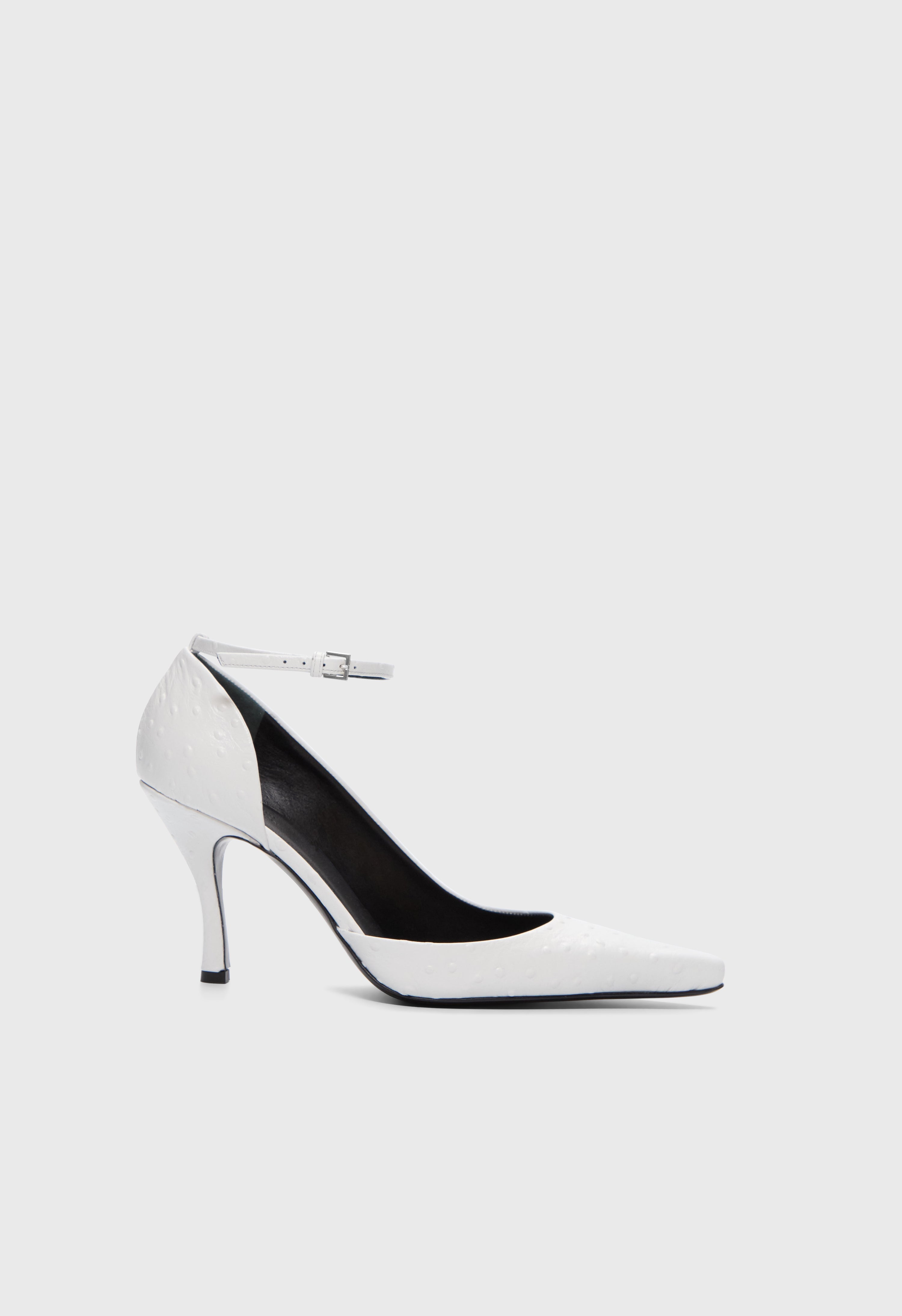 SCALA Ostrich-effect leather pumps