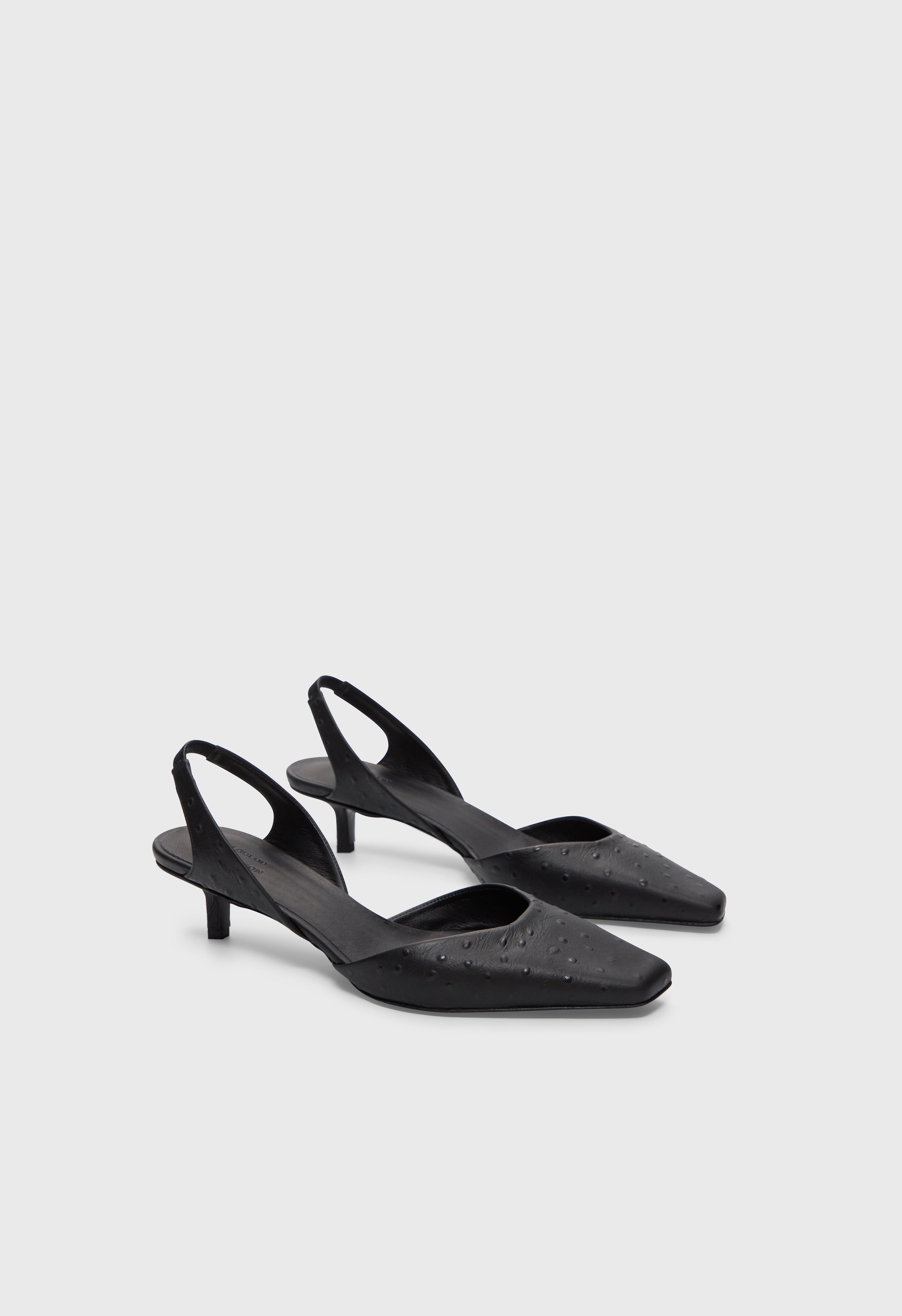 SULLY Ostrich-effect leather slingback shoes