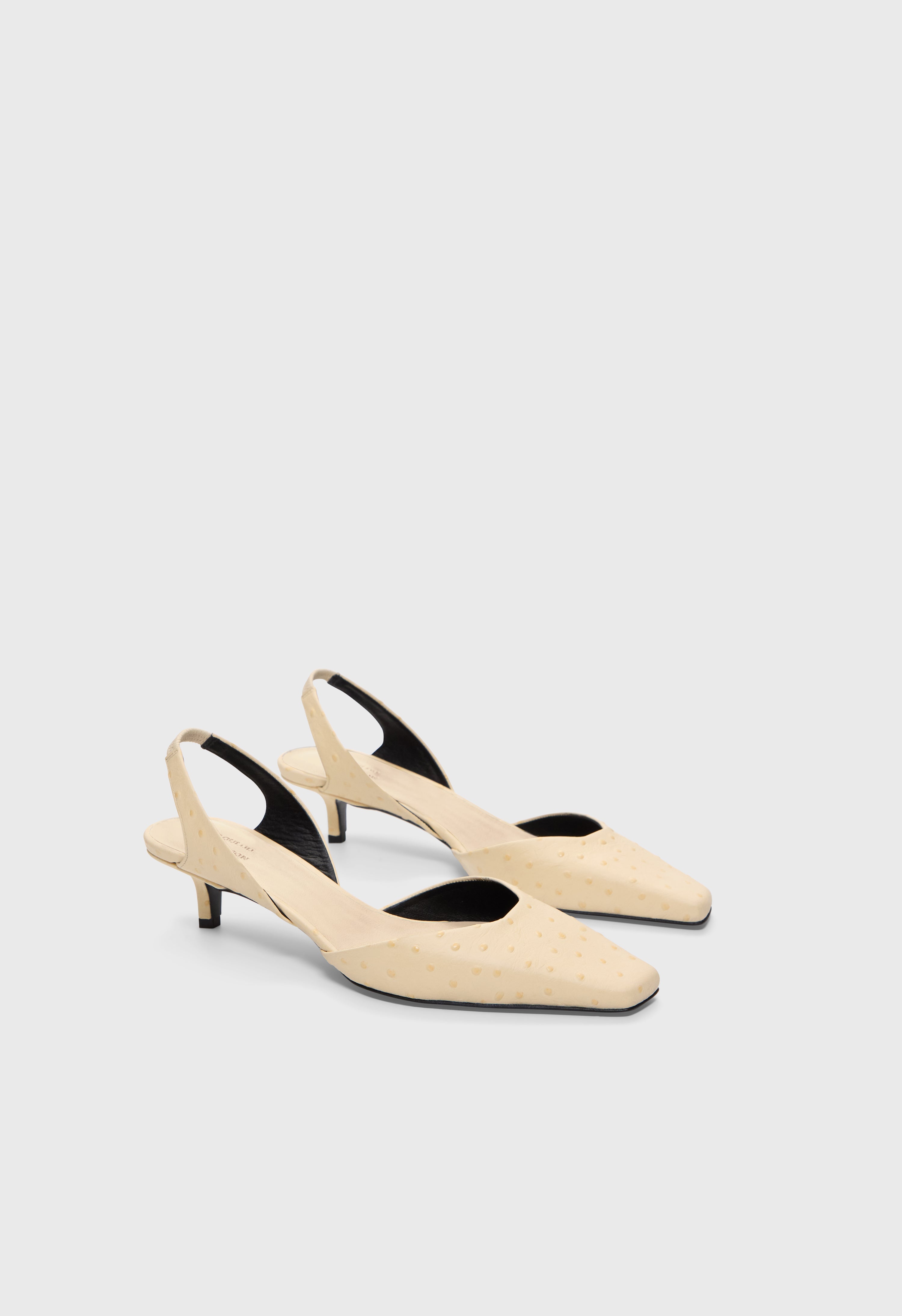 SULLY Ostrich-effect leather slingback shoes